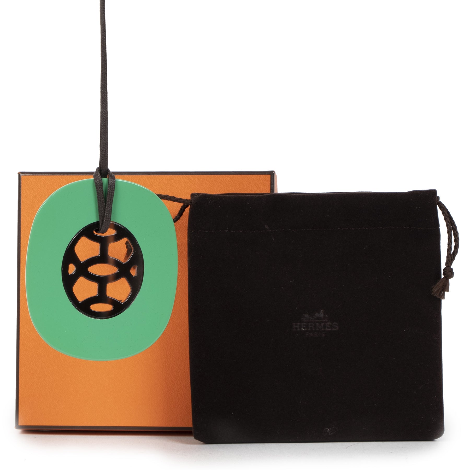 Authentieke tweedehands vintage Hermès Green Lift Pendant koop online webshop LabelLOV