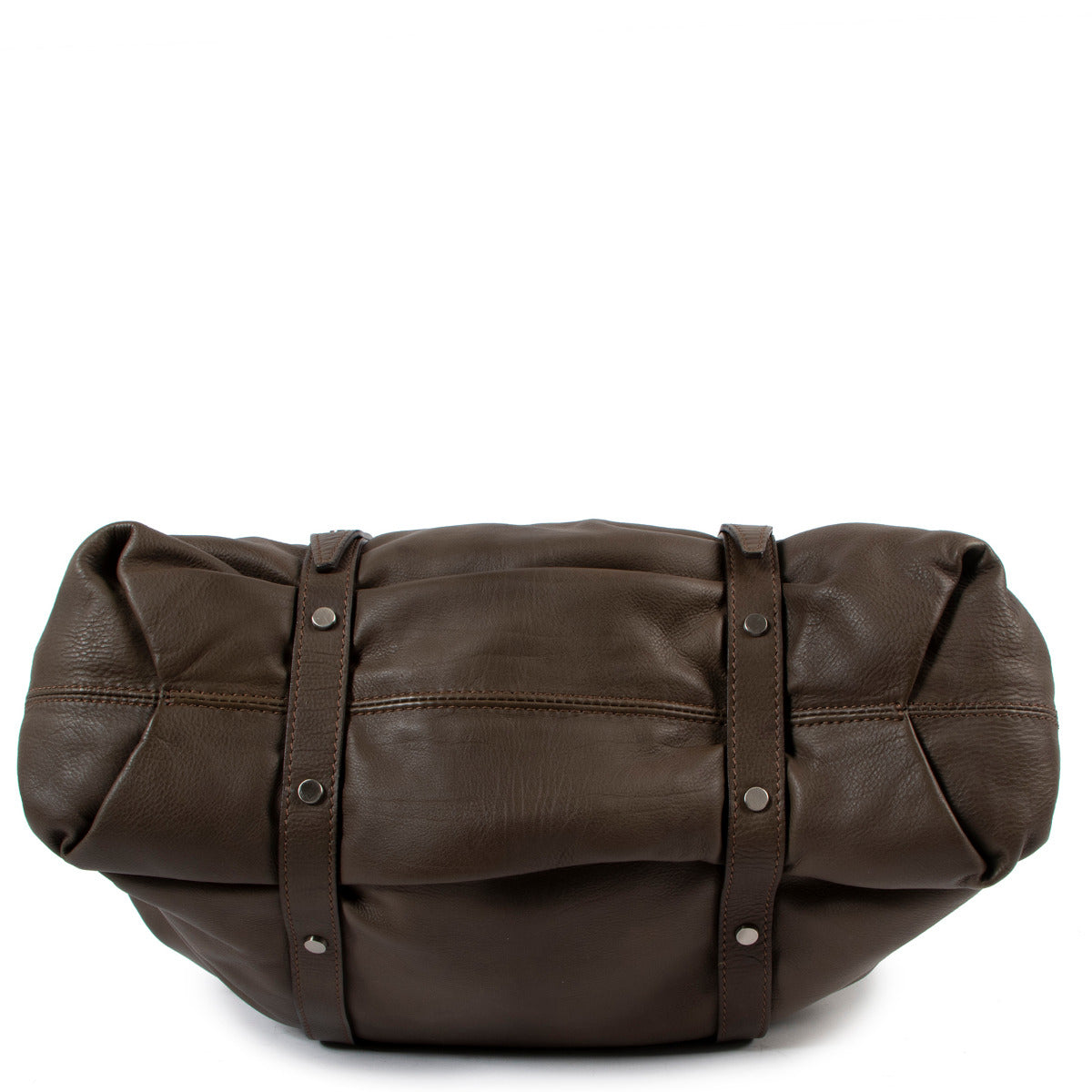 Lanvin Kakibruine Leren Tote Bag