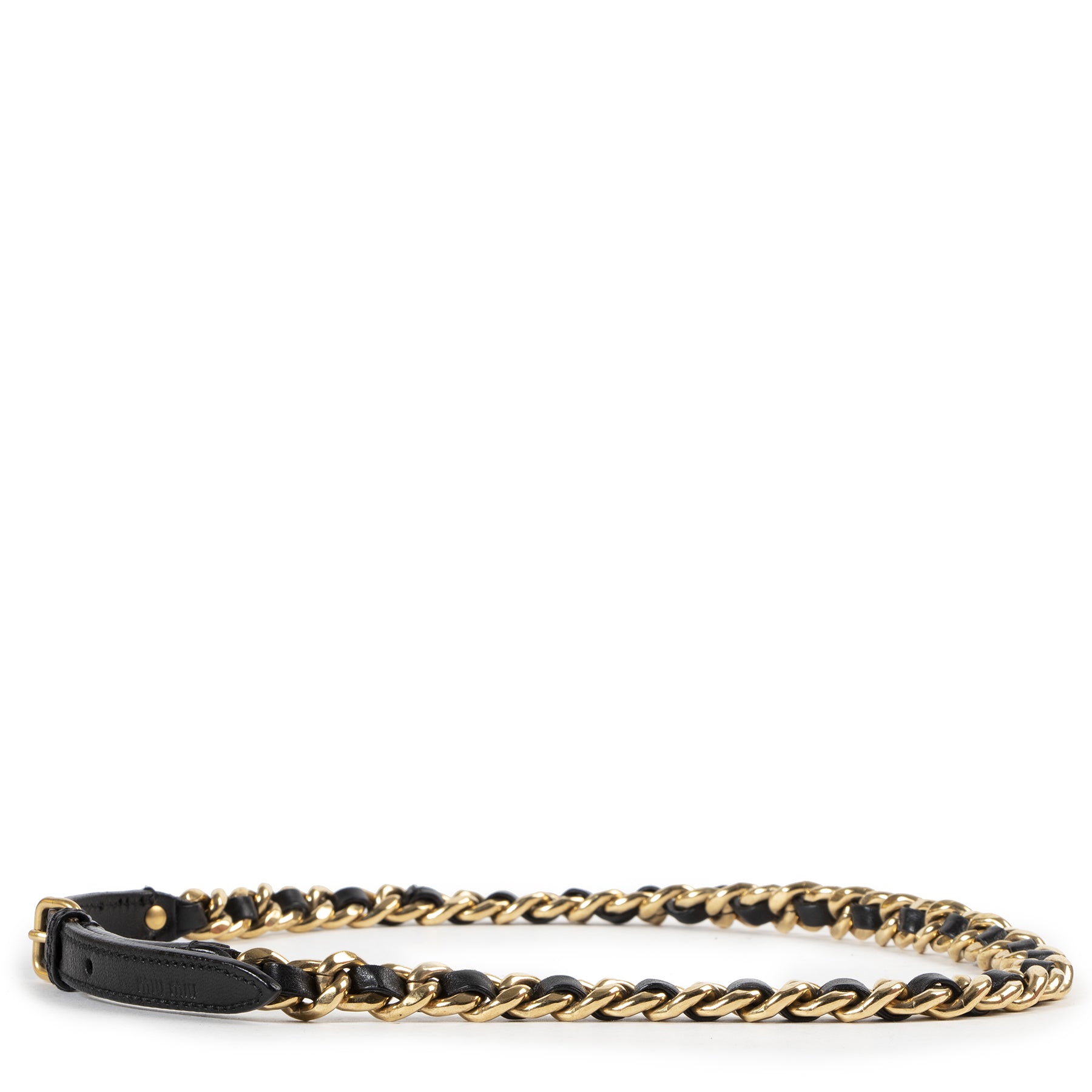shop safe online Miu Miu Black And Gold Chain Belt - Size 80