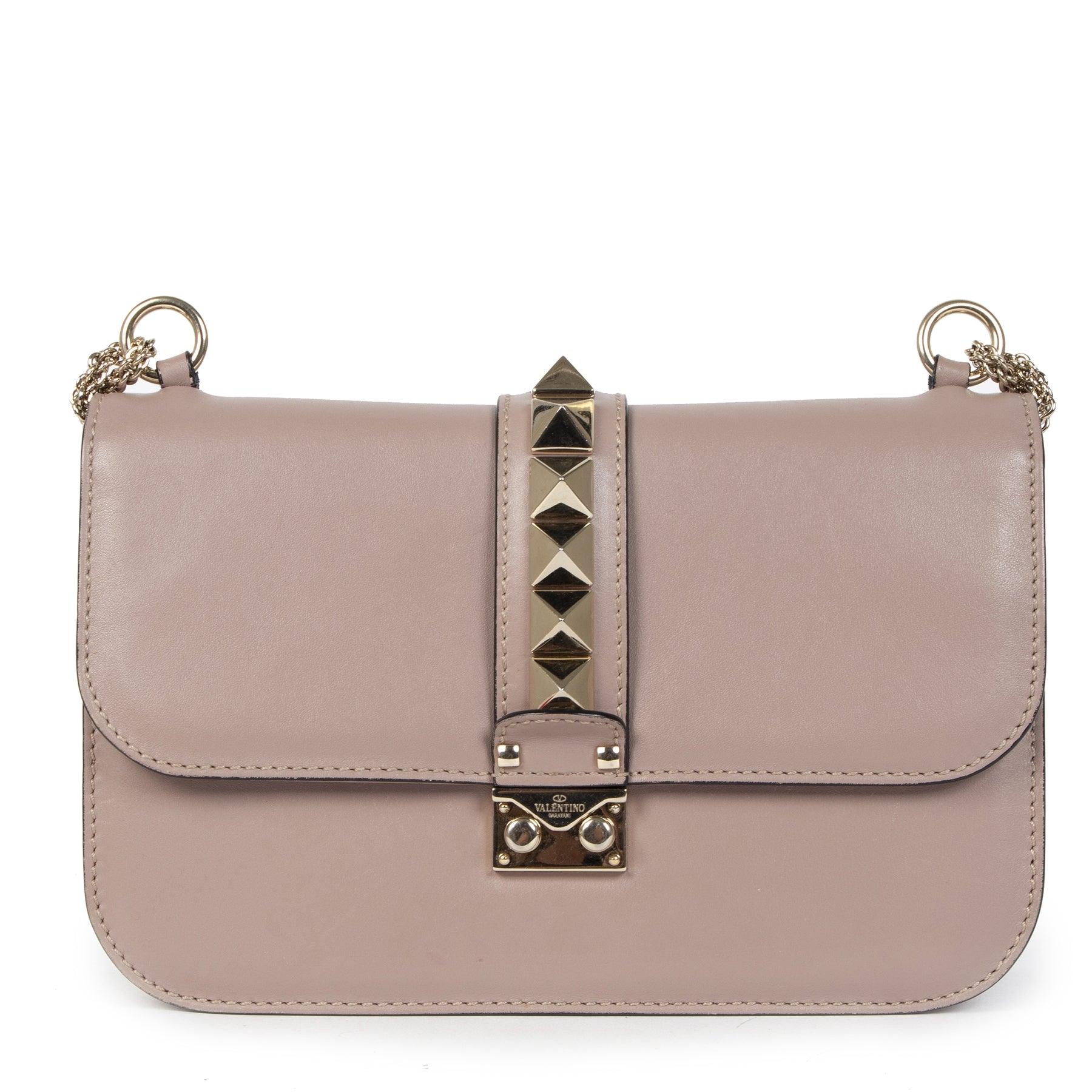Authentieke tweedehands vintage Valentino Lavender Lock Medium Shoulder Bag koop online webshop LabelLOV