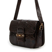 Celine Brown Alligator Carriage Vintage Shoulder Bag