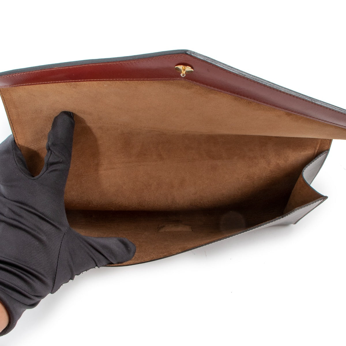 Delvaux Brown Box Calf Leather Vintage Clutch
