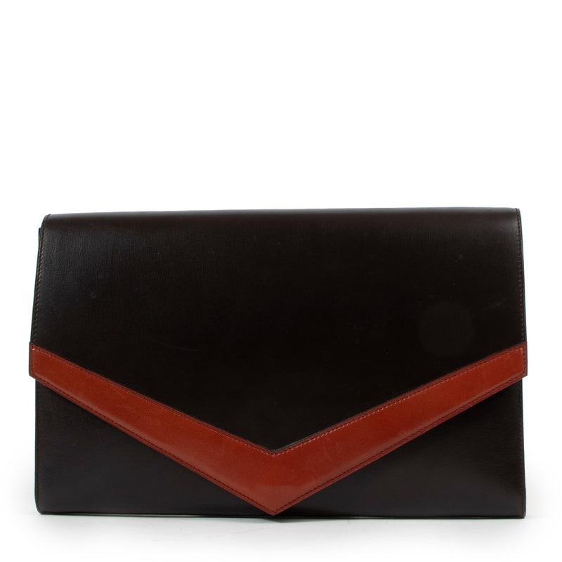 Delvaux Brown Box Calf Leather Vintage Clutch
