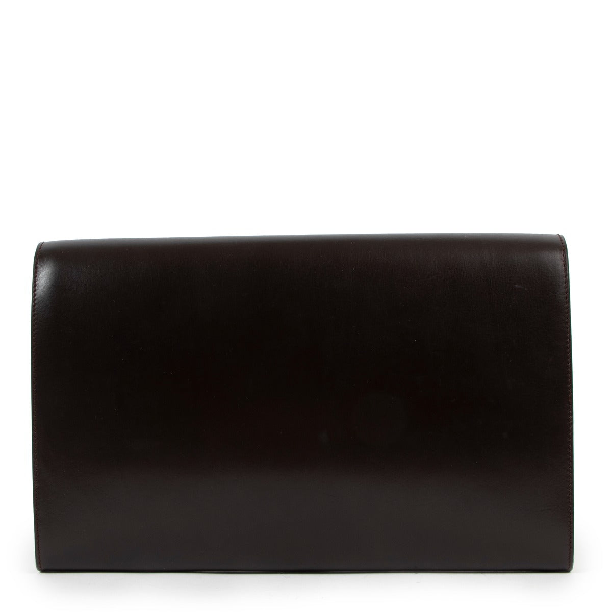 Delvaux Brown Box Calf Leather Vintage Clutch