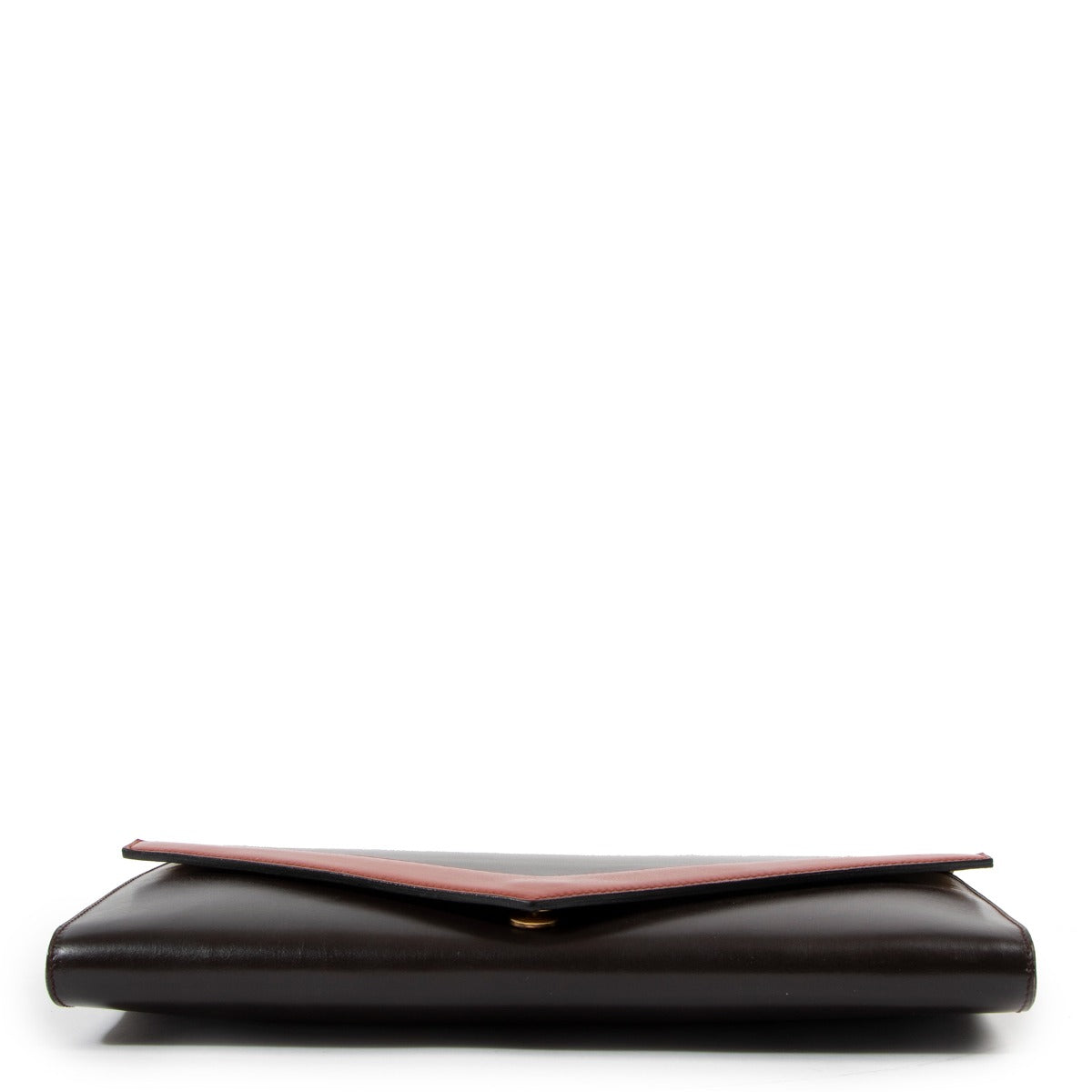 Delvaux Brown Box Calf Leather Vintage Clutch