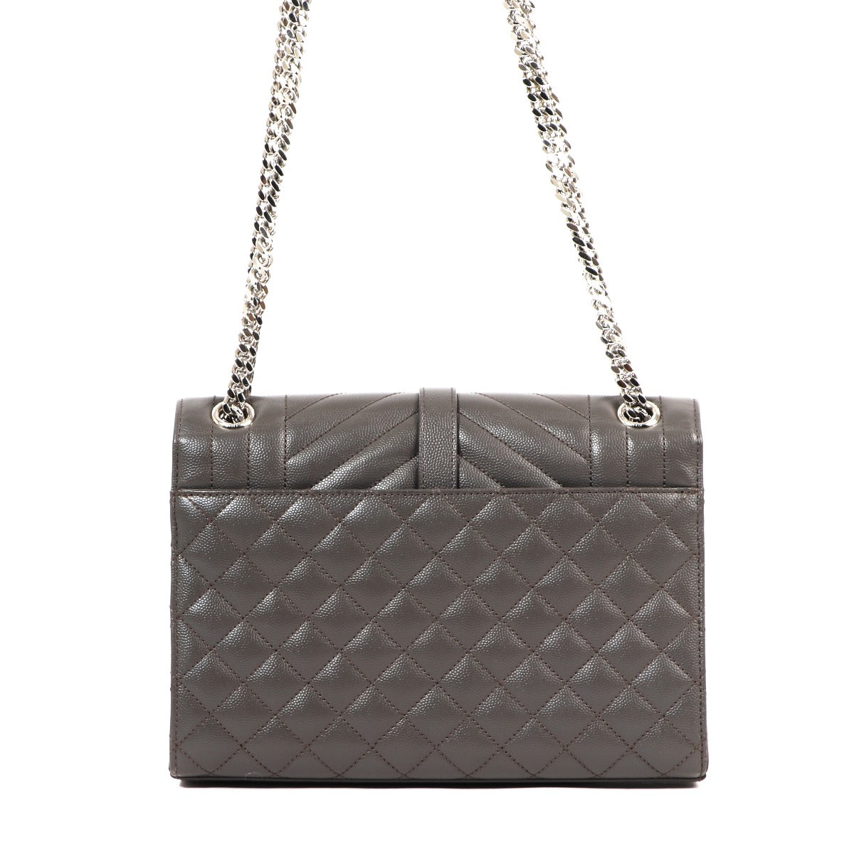 Buy an authentic second-hand Yves Saint Laurent Grey Quilted Calfskin Leather Crossbody Bag in very good condition at Labellov in Antwerp.