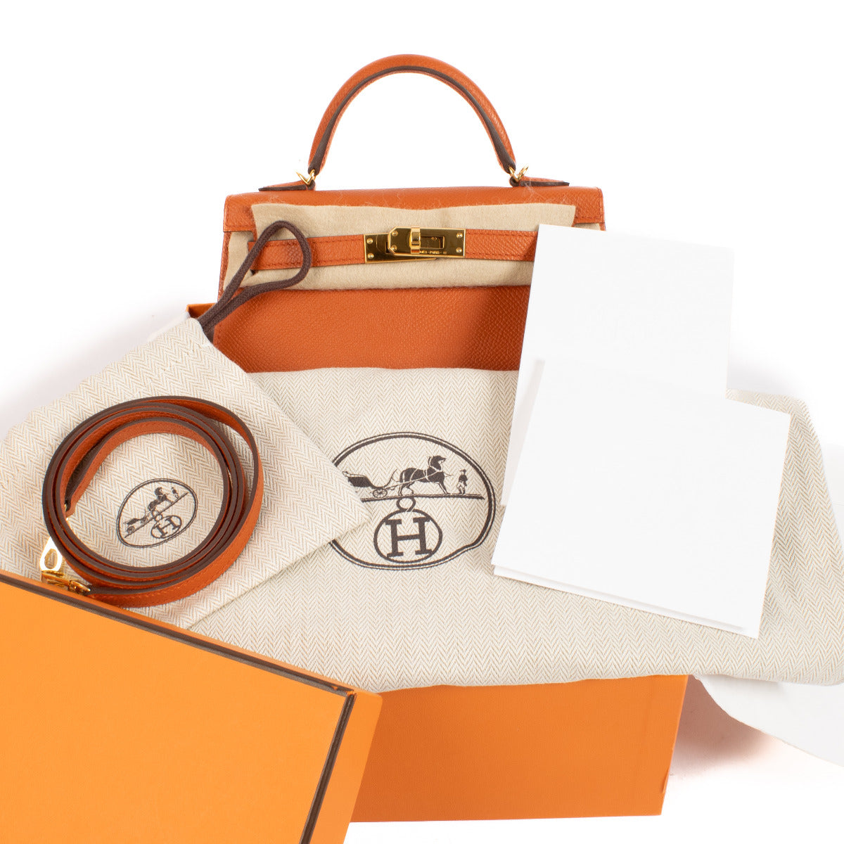 Authentic second hand Hermès Kelly II Mini Terre Battue Epsom on www.labellov.com