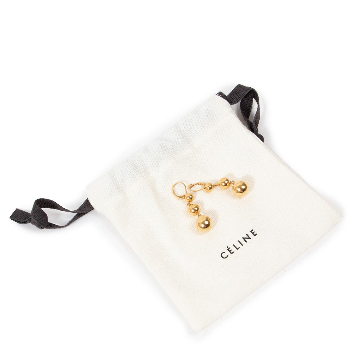 Old Celine Gold Triple Ball Drop Earrings
