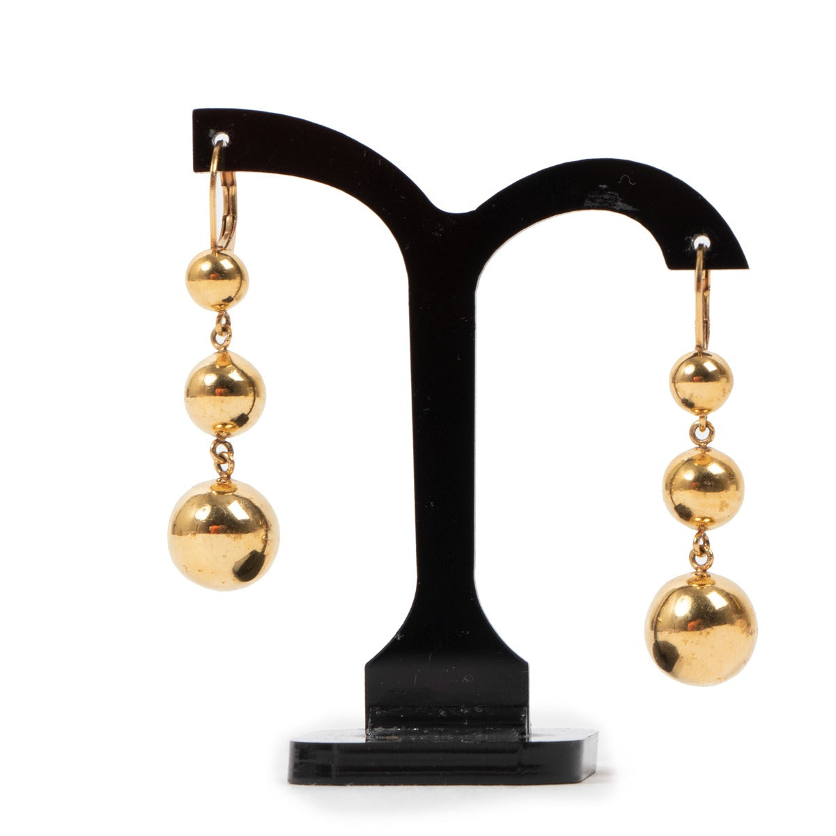 Old Celine Gold Triple Ball Drop Earrings
