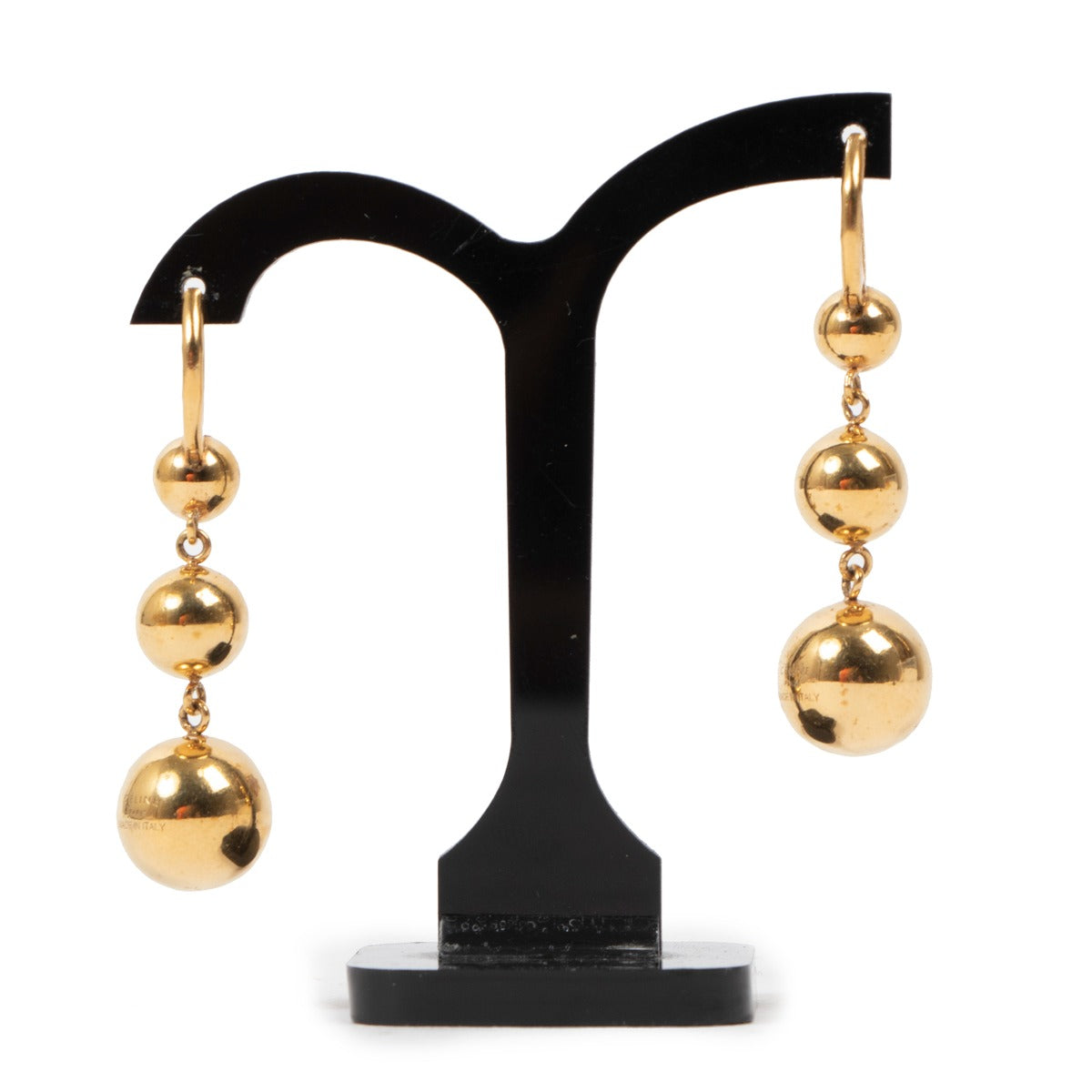 Old Celine Gold Triple Ball Drop Earrings