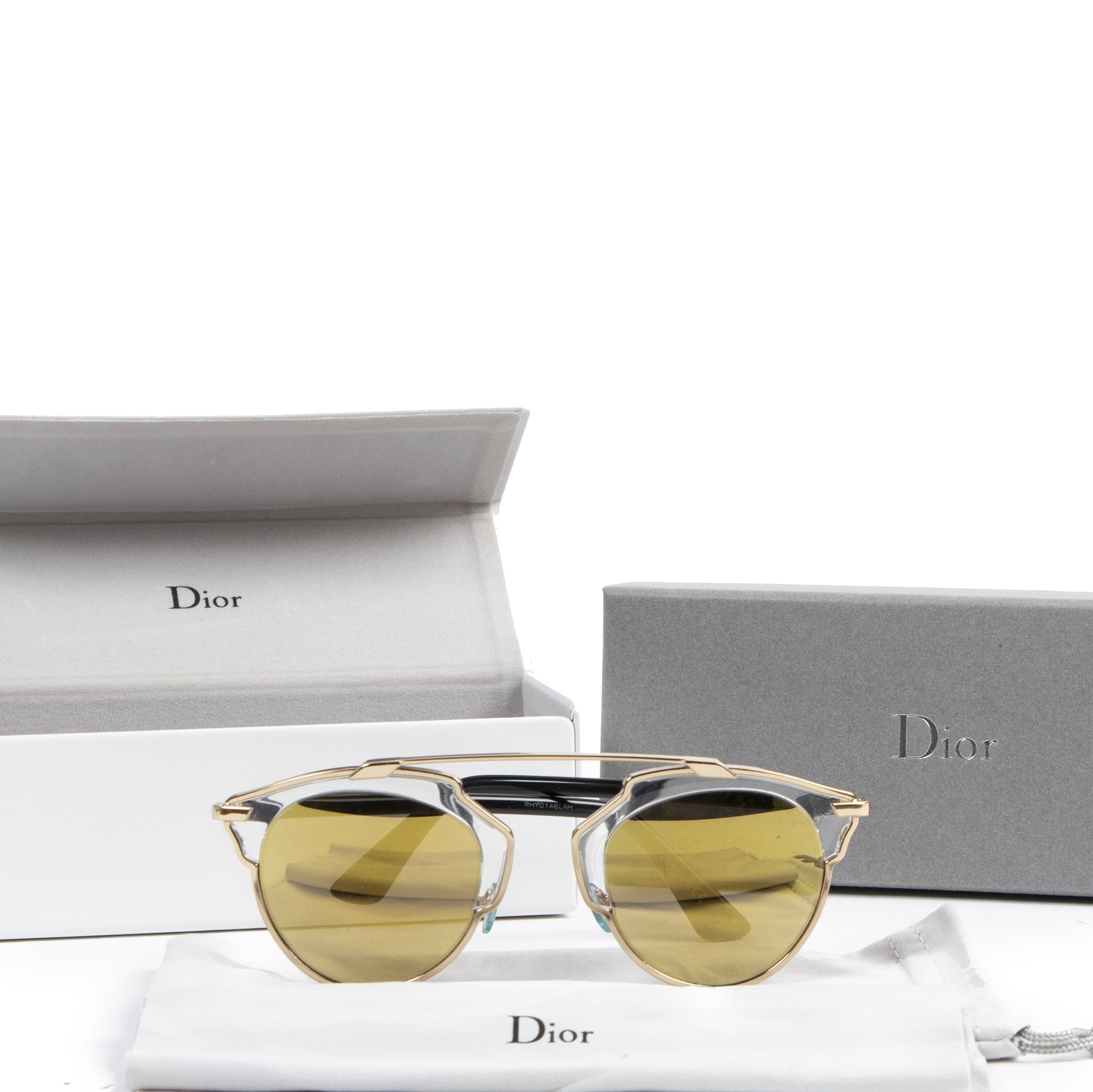 Authentieke tweedehands vintage Dior So Real Sunglasses Yellow koop online webshop LabelLOV