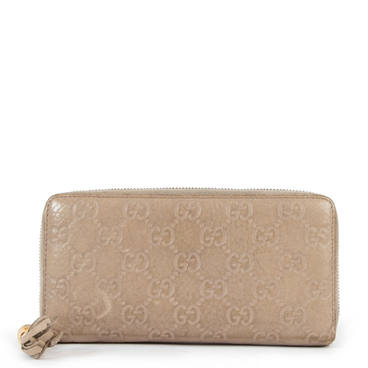 Gucci Beige Guccissima Bamboe Ritsportemonnee