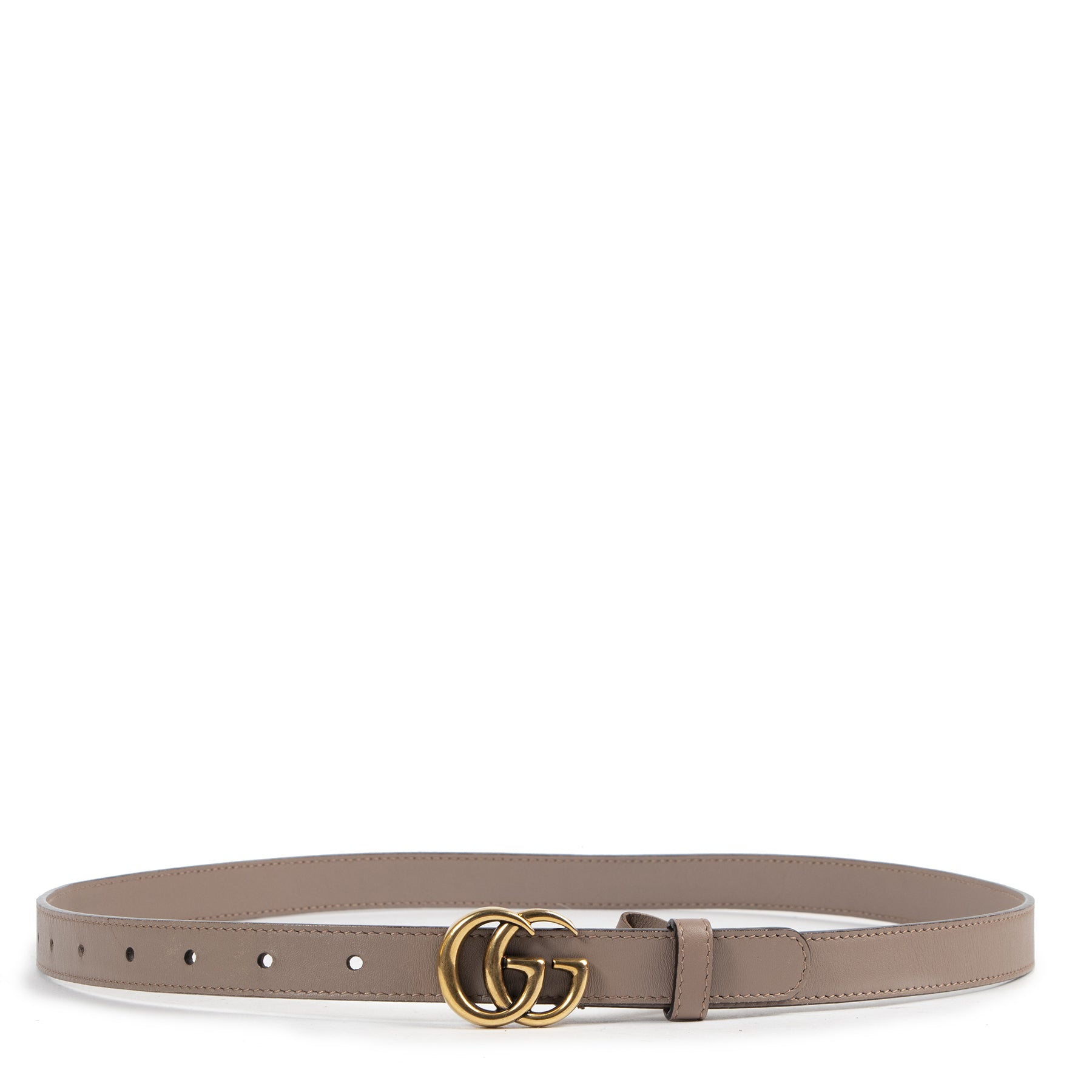 Authentic secondhand Gucci Taupe Leather Marmont GG Belt - Size 85 designer belts fashion luxury vintage webshop safe secure online shopping