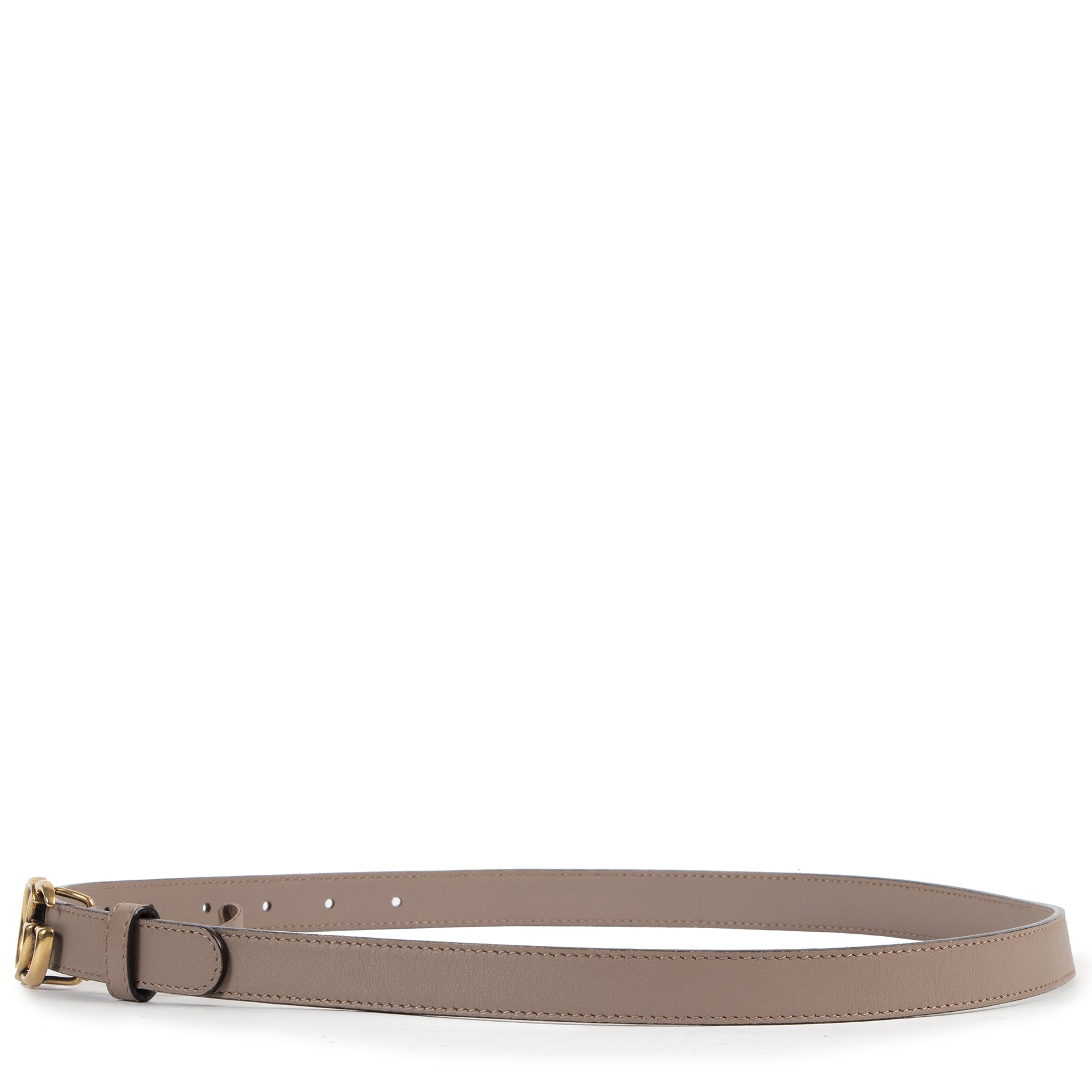 Authentieke Tweedehands Gucci Taupe Leather Marmont GG Belt - Size 85 juiste prijs veilig online shoppen luxe merken webshop winkelen Antwerpen België mode fashion