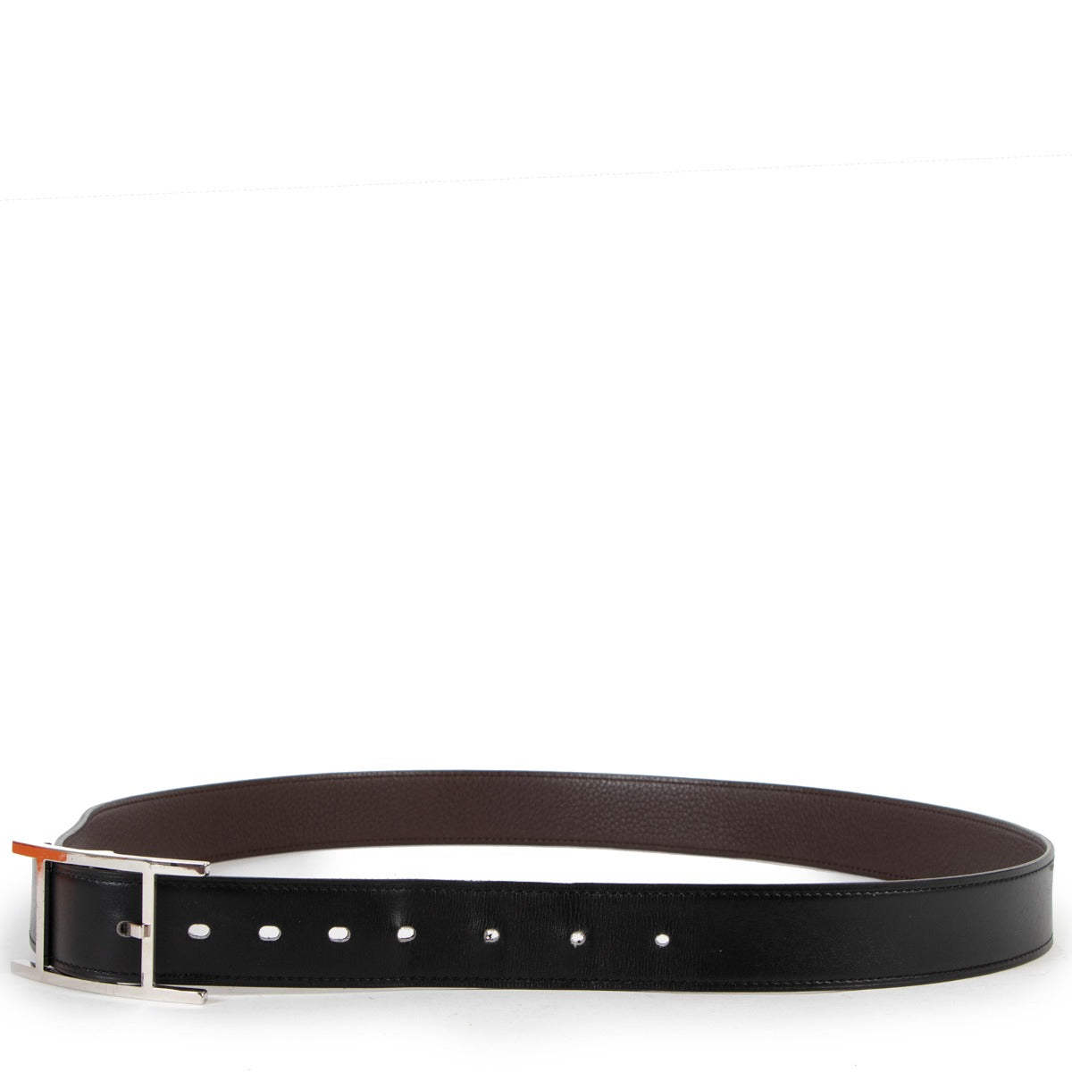 Hermès Reversible Black Box/Chocolat Togo Quentin Belt - Size 90