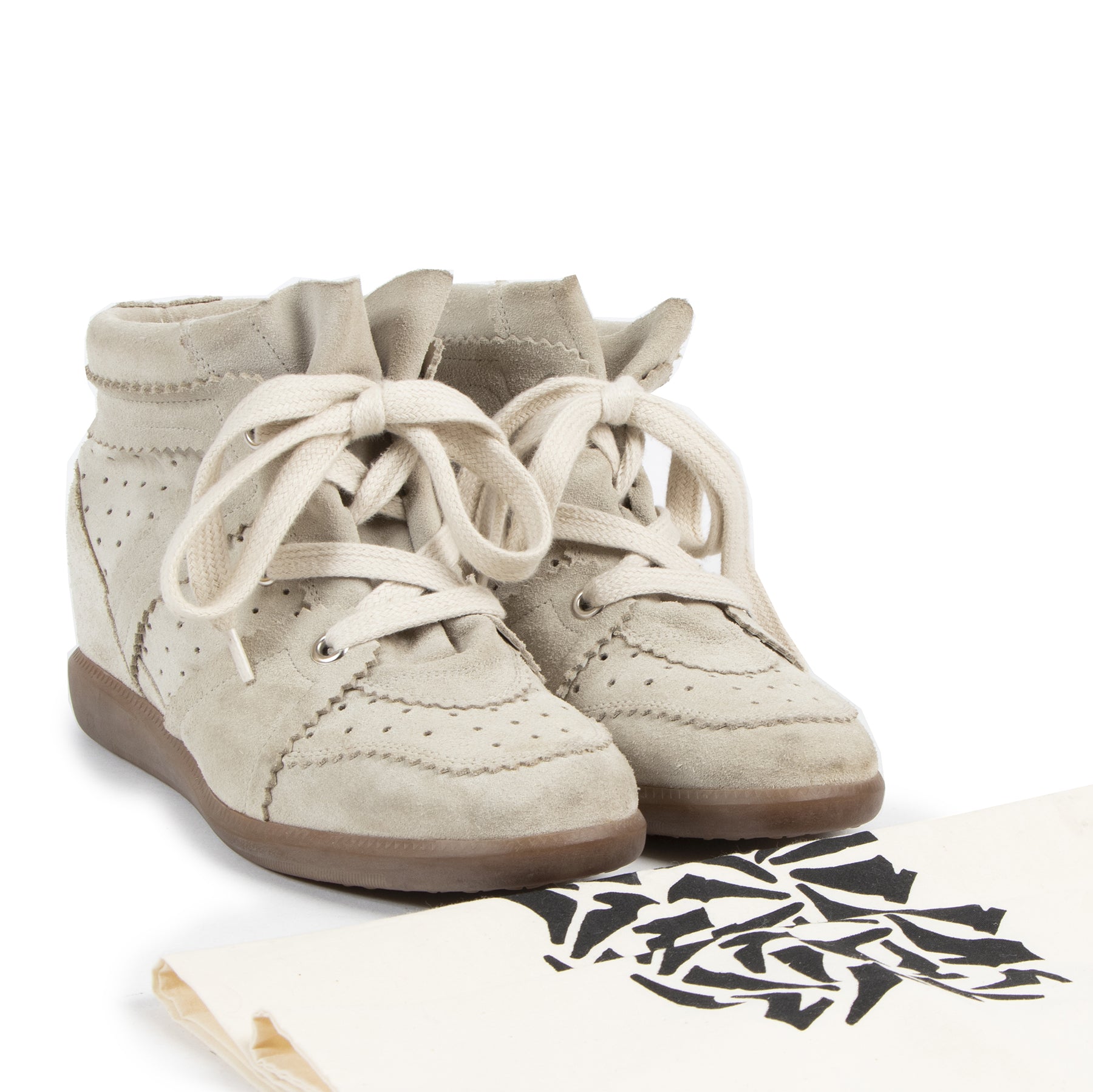 Authentic secondhand Isabel Marant Beige Suede Bobby Wedge Sneakers - Size 39 designer shoes fashion luxury vintage webshop safe secure online shopping