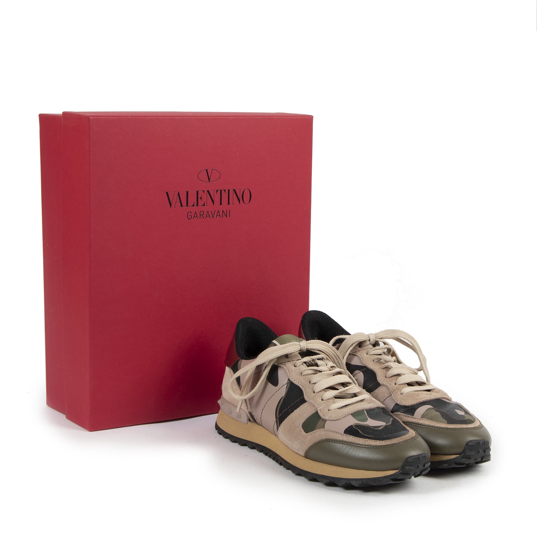 Authentic secondhand Valentino Garavani Rockstud Camouflage Sneakers - Size 38 designer shoes fashion luxury vintage webshop safe secure online shopping