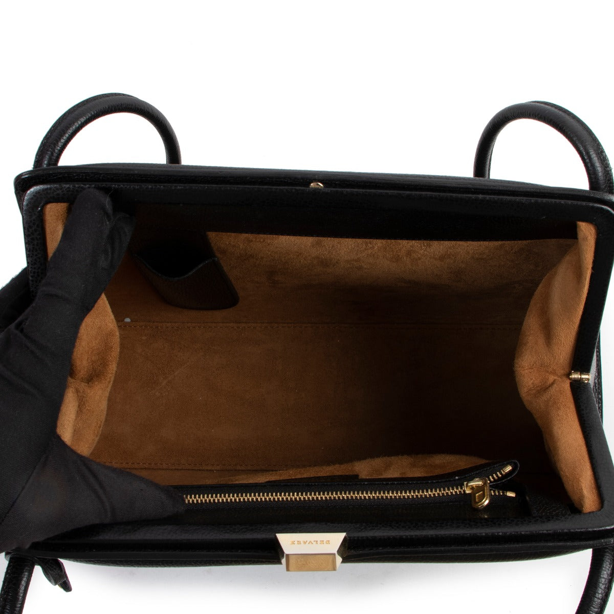 Sac à bandoulière trapèze structuré noir Delvaux