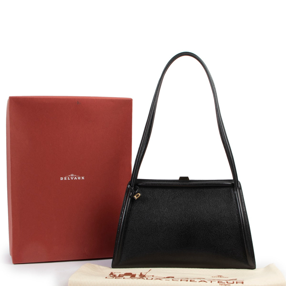 Vintage Delvaux Black Structured Trapeze Shoulder bag
