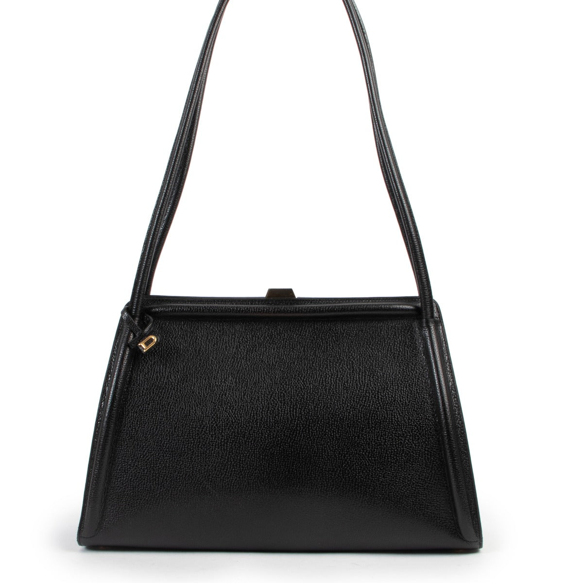 Trapeze black leather shoulder bag by Delvaux in good condition
