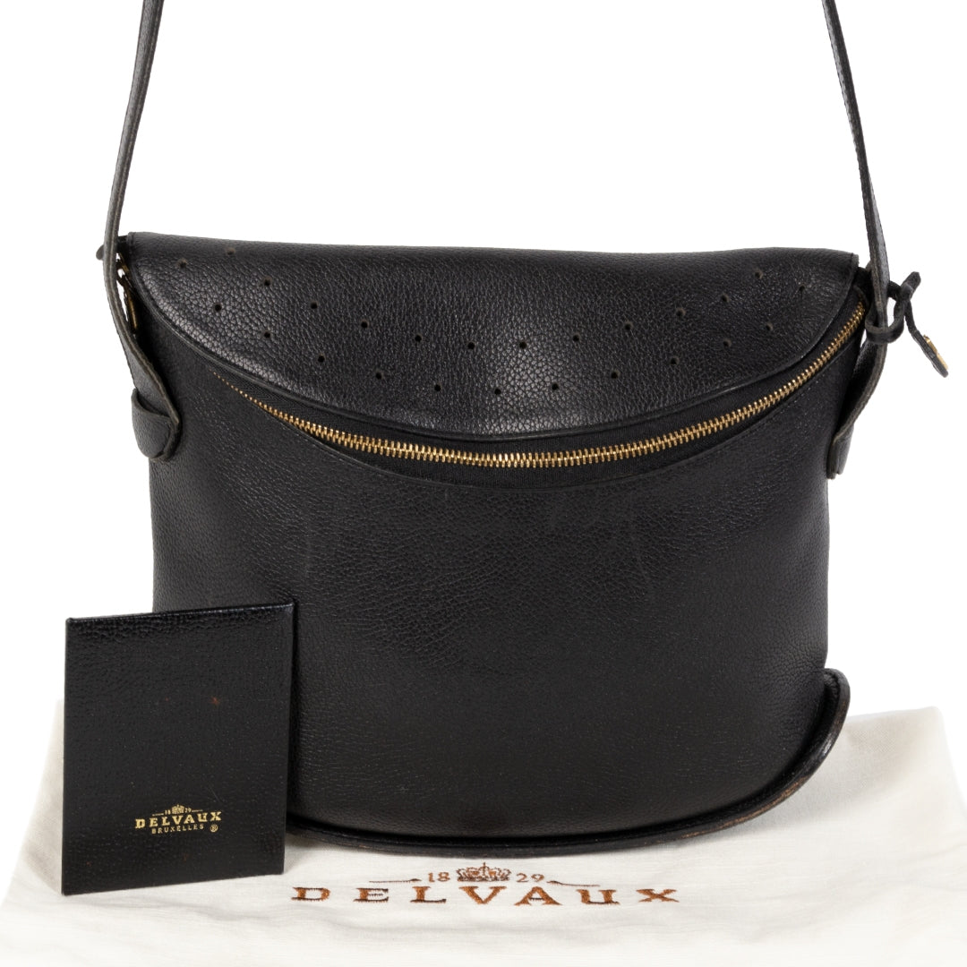 Authentieke Tweedehands Delvaux Black Idee Crossbody Bag juiste prijs veilig online shoppen luxe merken webshop winkelen Antwerpen België mode fashion