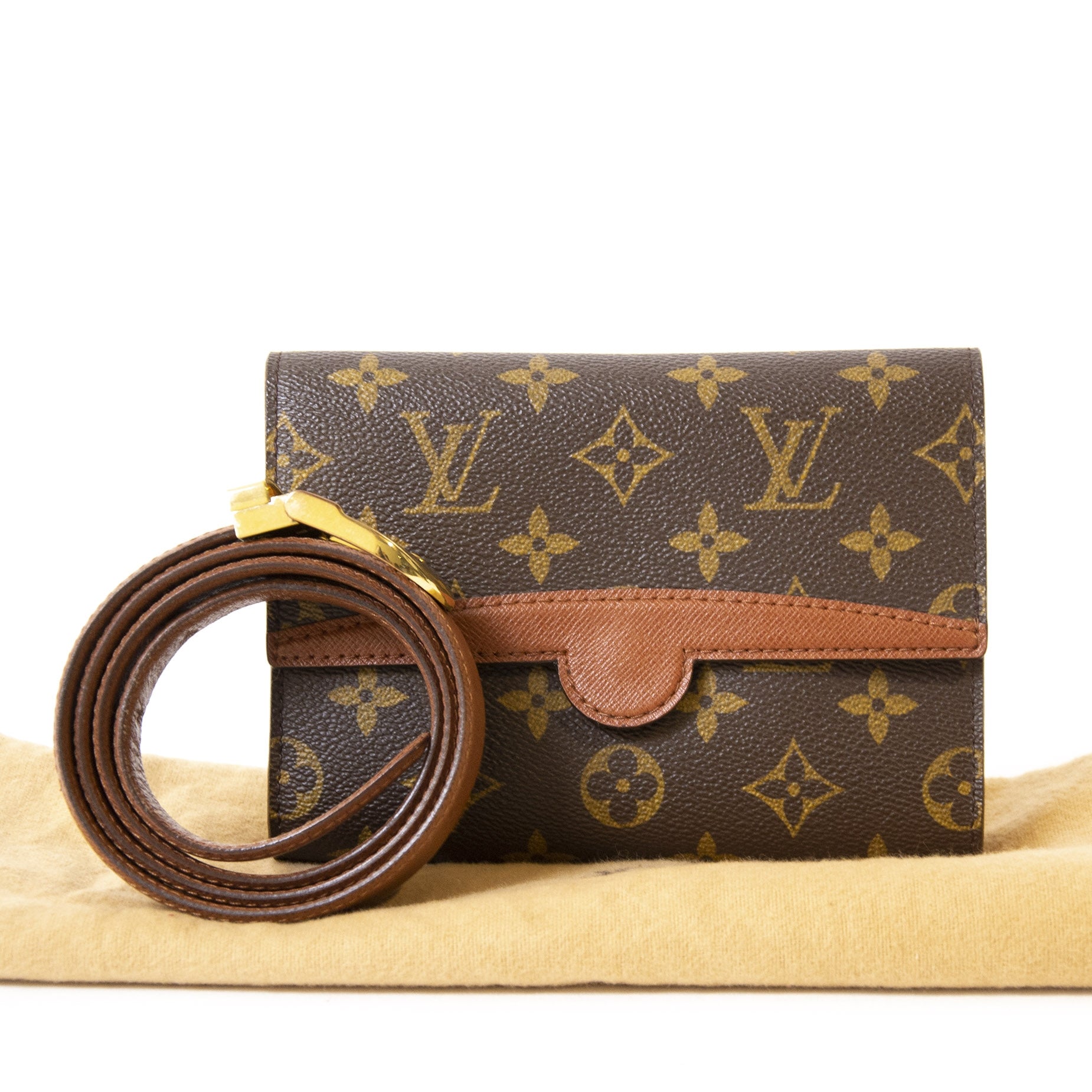 Authentieke Tweedehands Louis Vuitton Monogram Leather Belt Bag juiste prijs veilig online shoppen luxe merken webshop winkelen Antwerpen België mode fashion