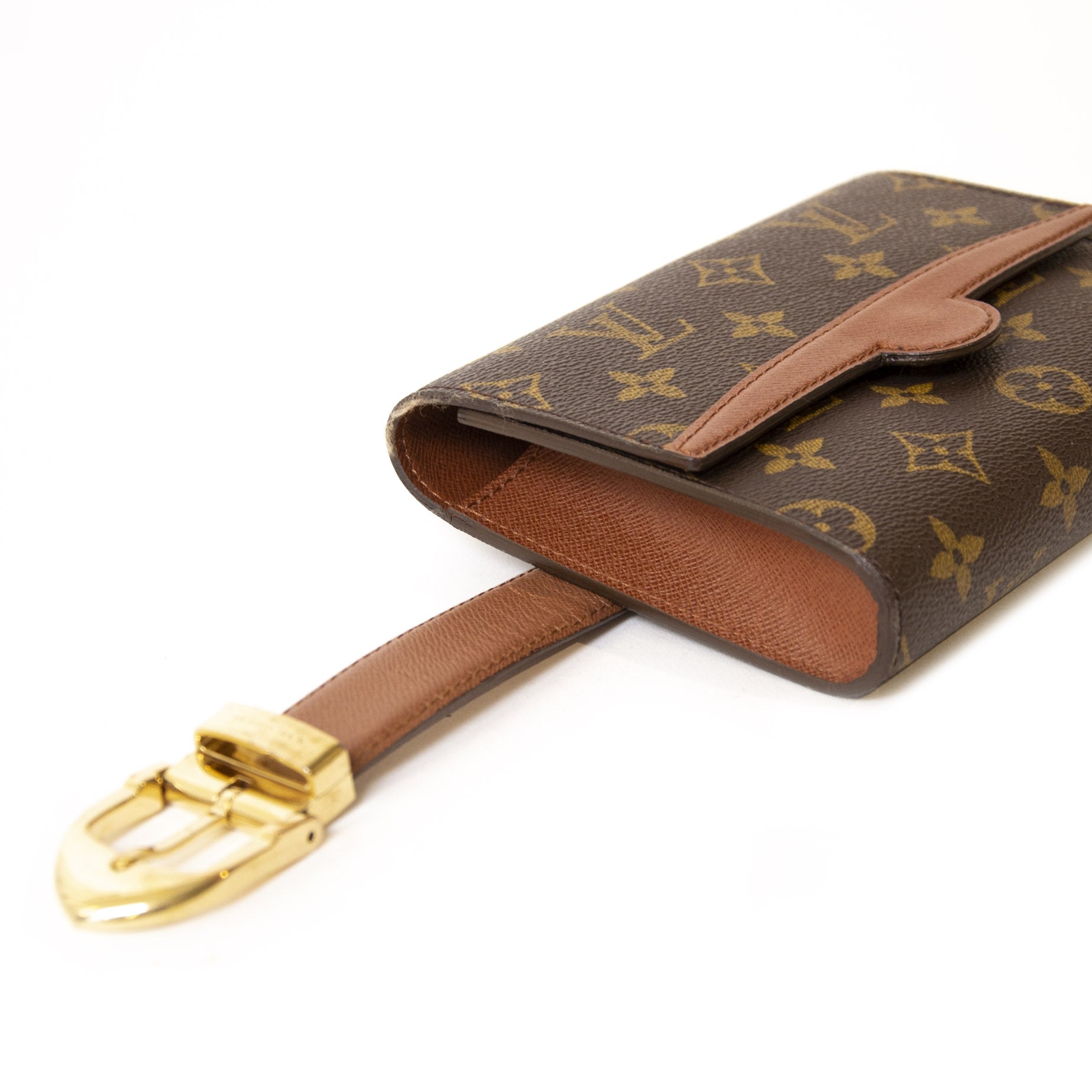 Authentieke Tweedehands Louis Vuitton Monogram Leather Belt Bag juiste prijs veilig online shoppen luxe merken webshop winkelen Antwerpen België mode fashion