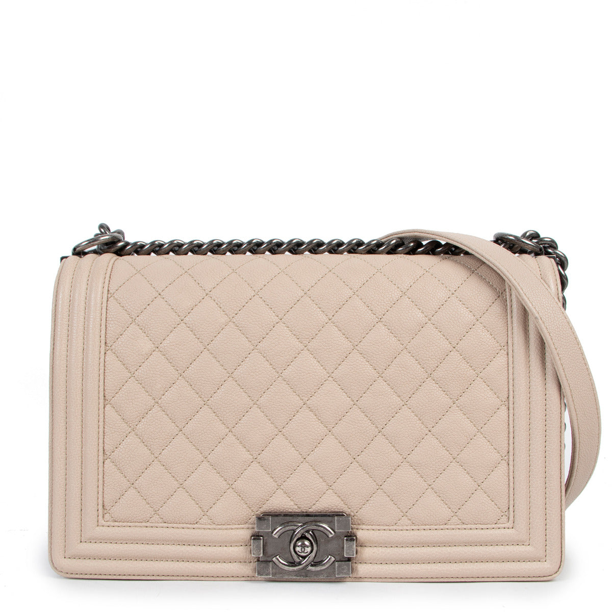 Chanel New Medium Classic Beige Boy Bag PHW