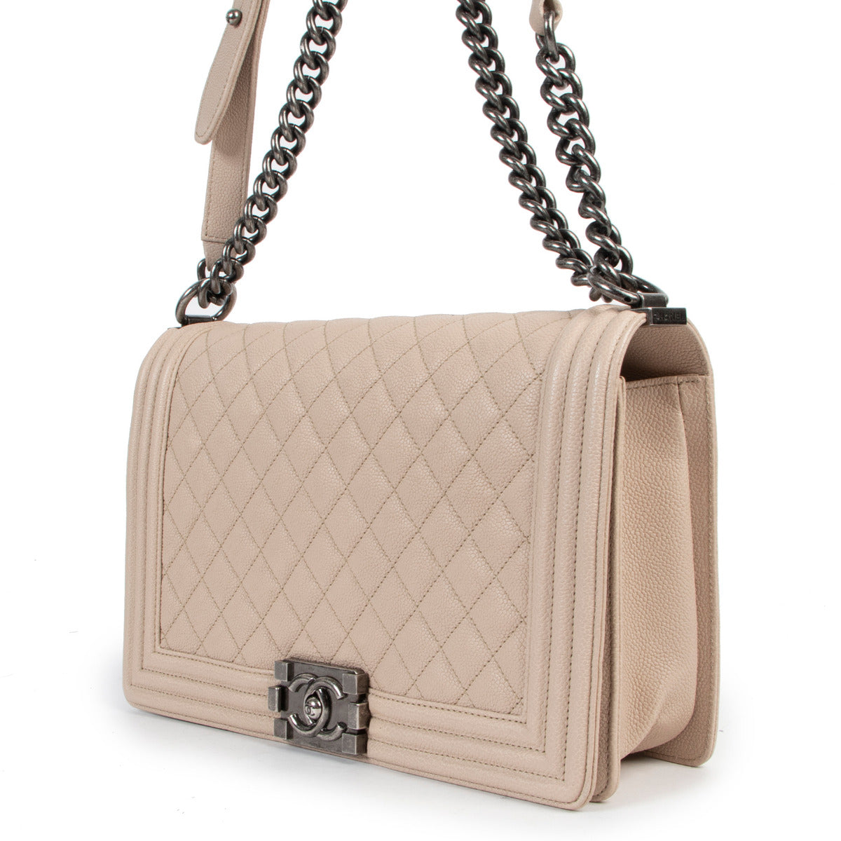 Chanel New Medium Classic Beige Boy Bag PHW