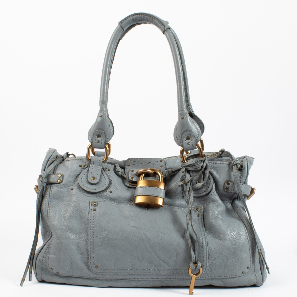 Shop 100% authentic Chloé Grey Padlock Shoulder Bag on Labellov.com
