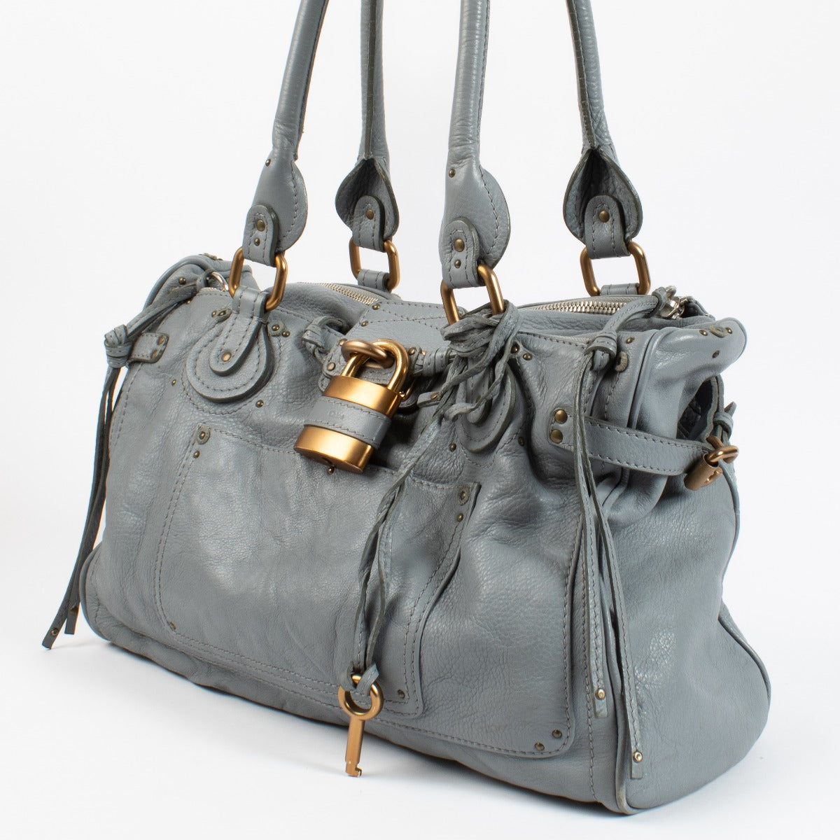 Shop 100% authentic Chloé Grey Padlock Shoulder Bag on Labellov.com