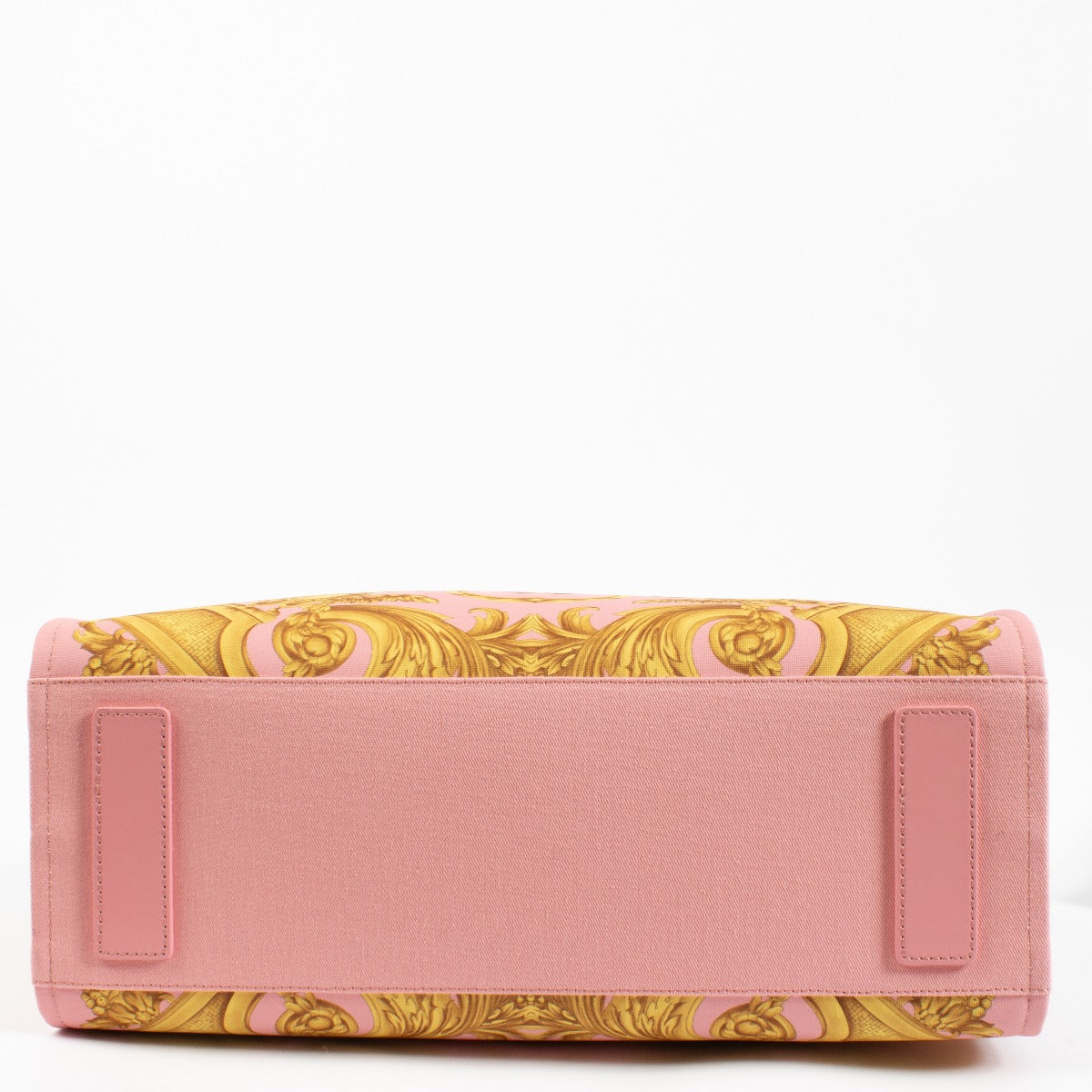 Authentic second hand Versace pink signature canvas tote top handle on Labellov.com