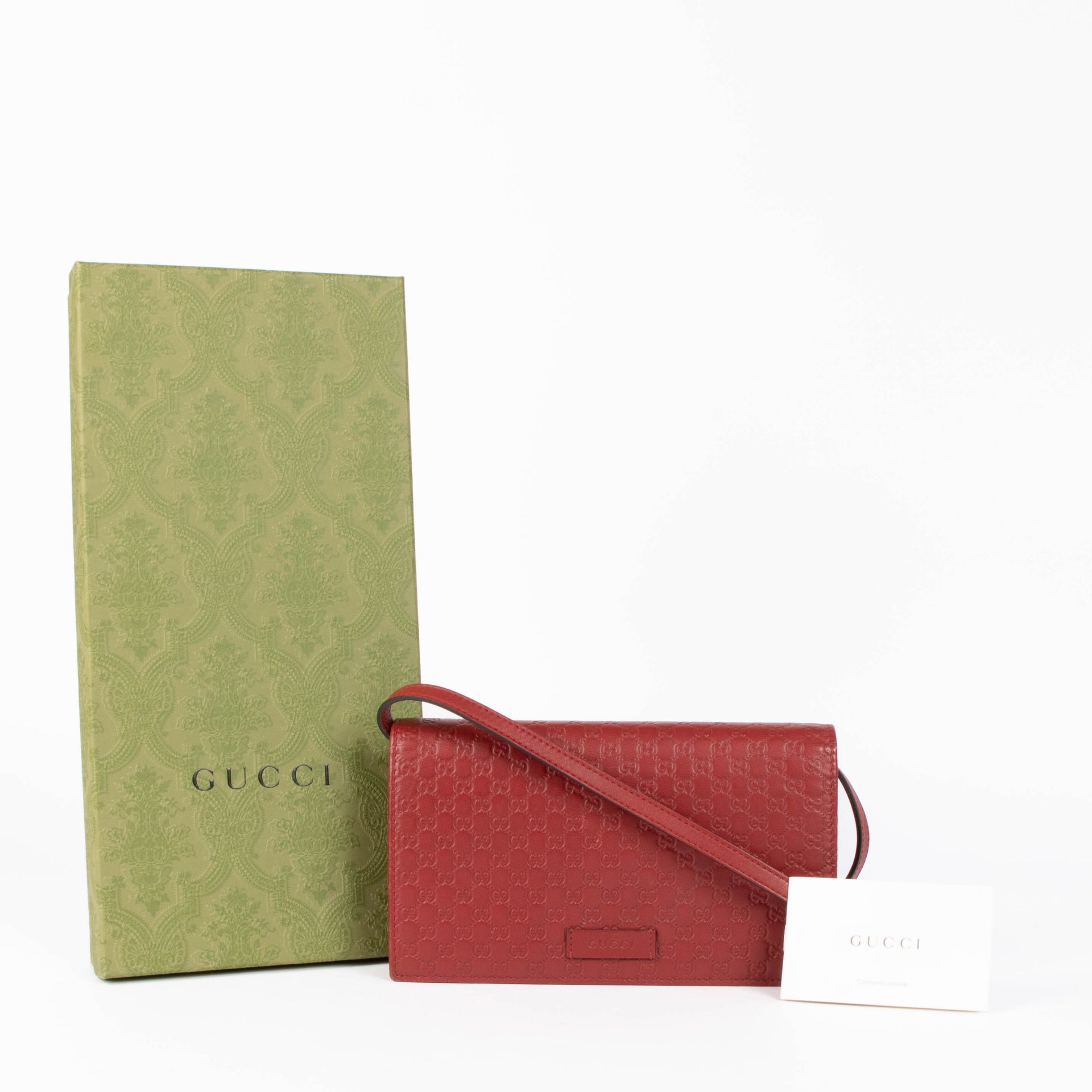 Portefeuille Gucci Guccissima rouge avec bandoulière