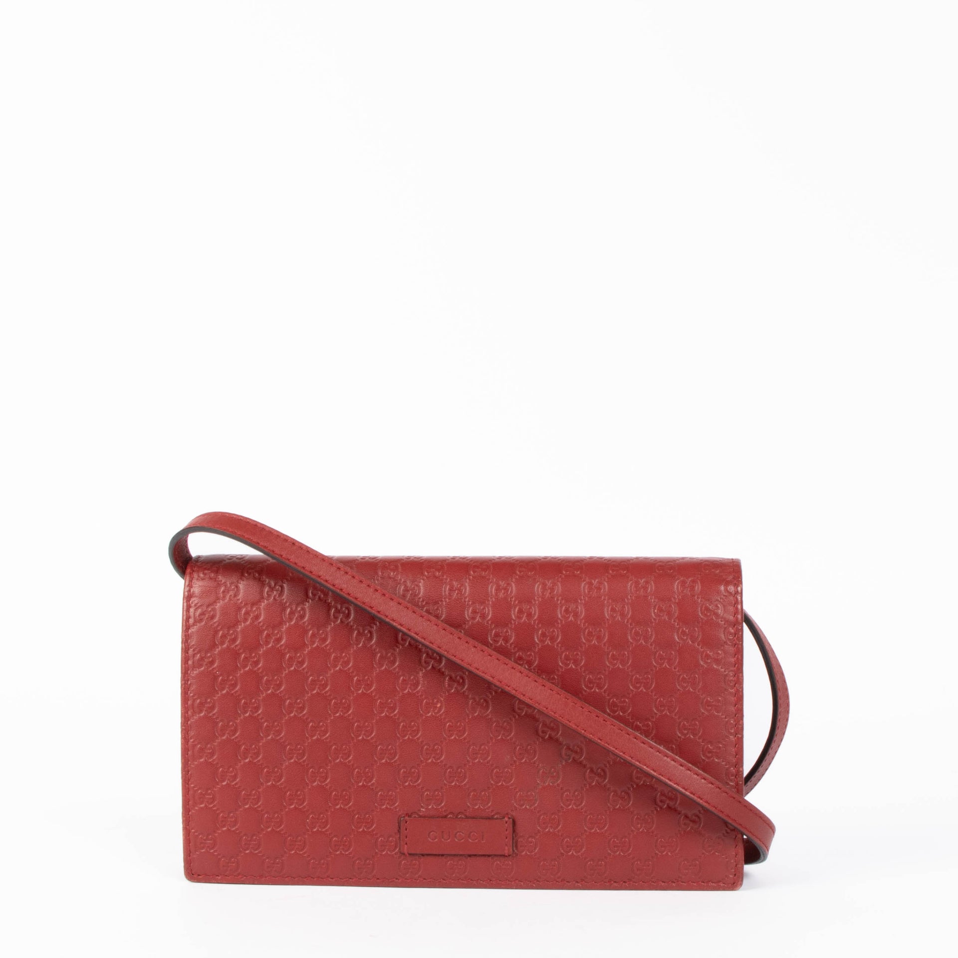 Portefeuille Gucci Guccissima rouge avec bandoulière