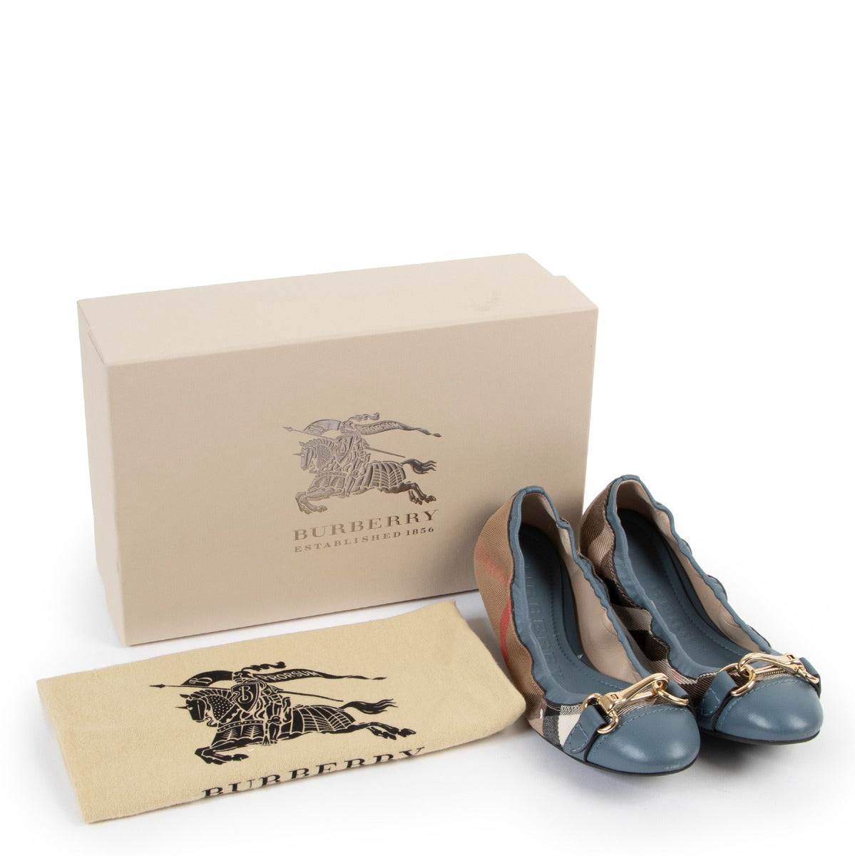 Shop safe online Burberry monogram ballerinas in very good condition, Burberry ballerina's in very good condition, Preloved Burberry ballerinas in very good condition