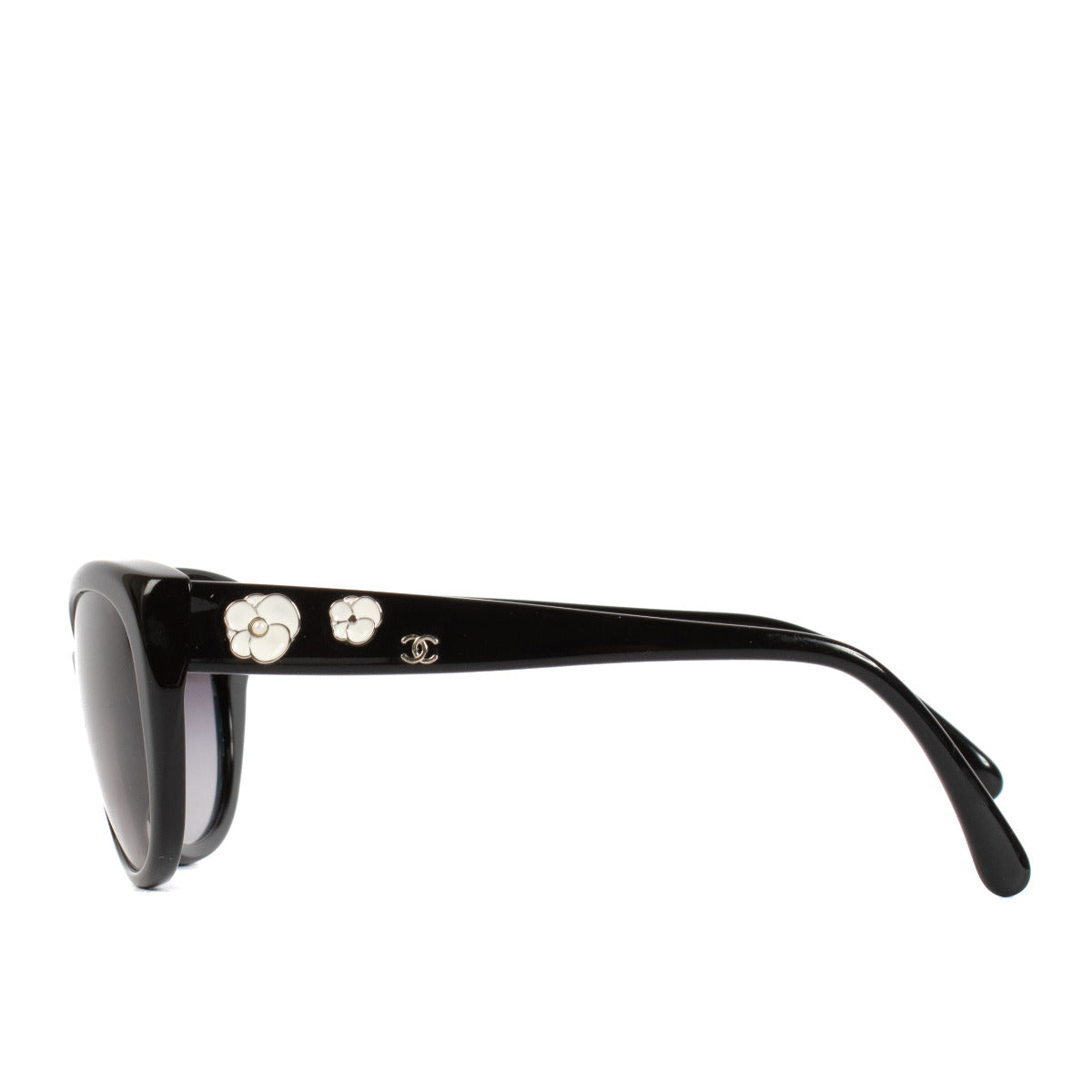 Chanel Zwarte Camelia Zonnebril