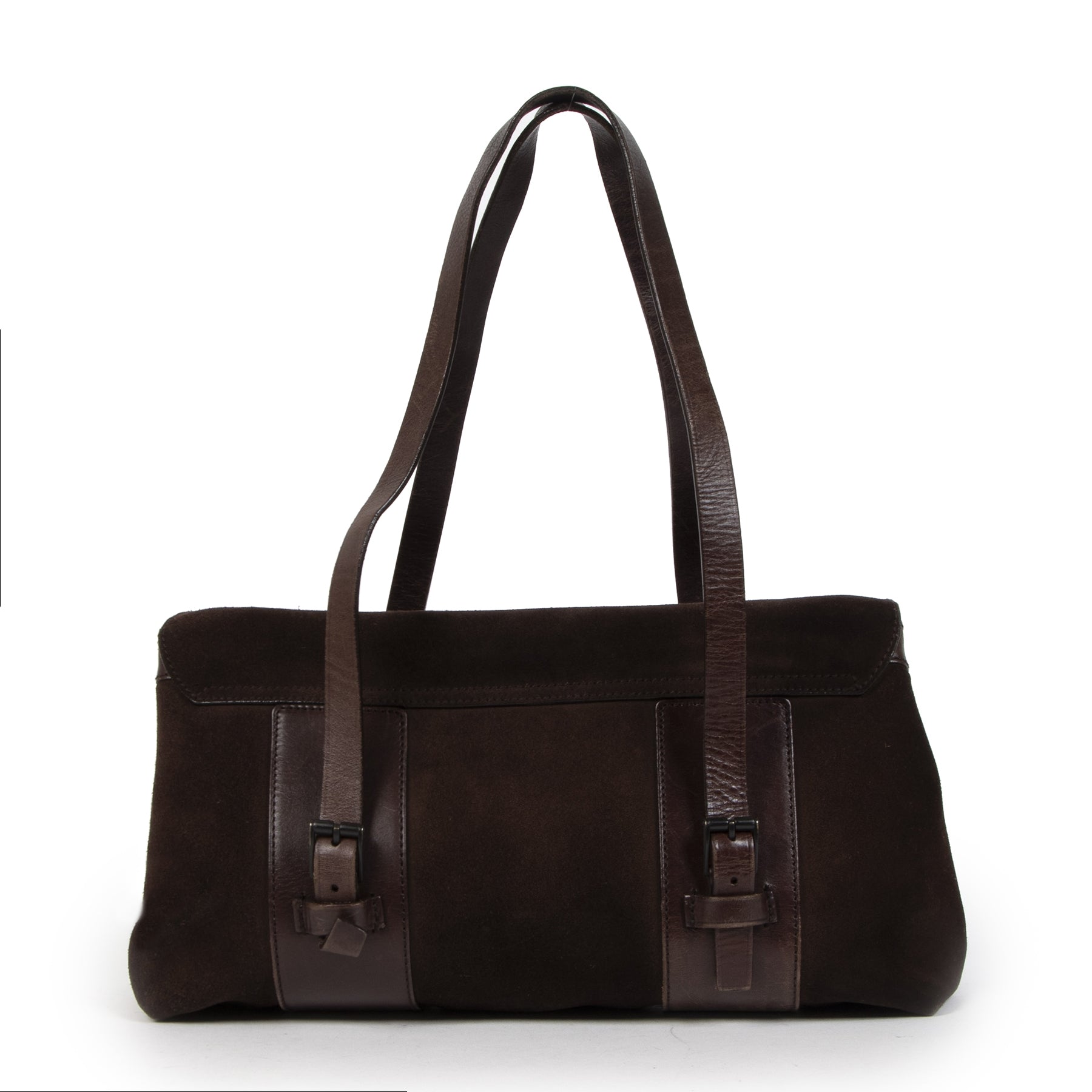 Authentique seconde-main vintage Gucci Brown Suede Satchel Bag achète en ligne webshop LabelLOV