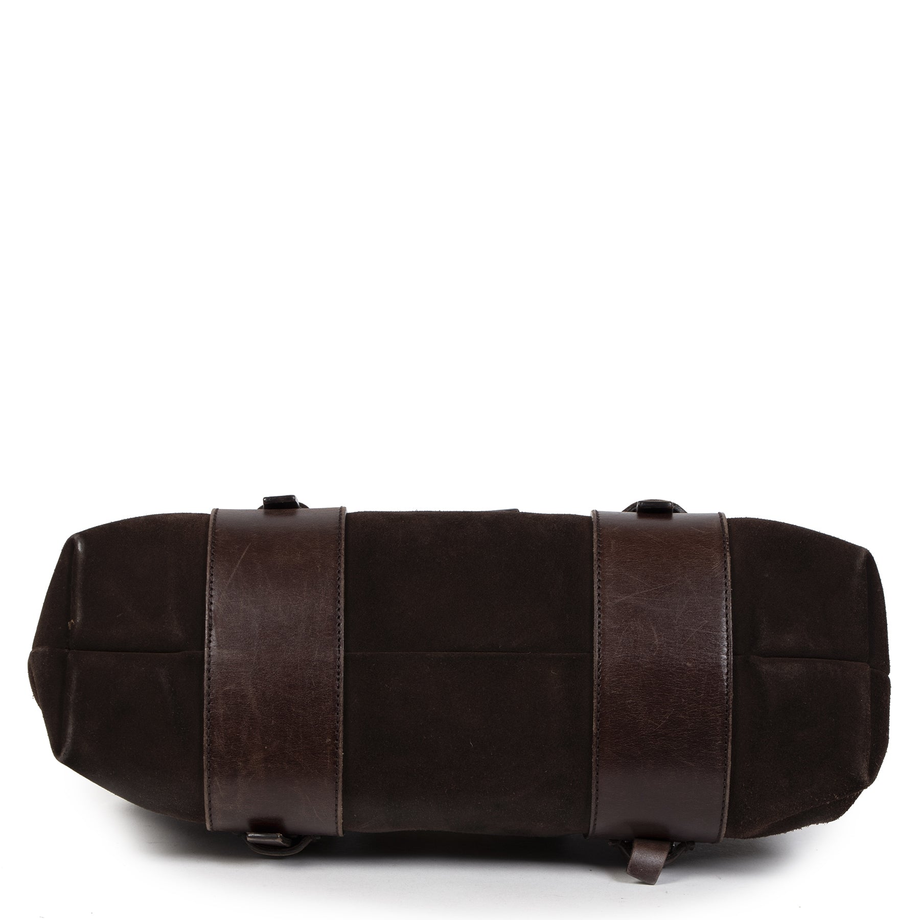 Authentic second-hand vintage Gucci Brown Suede Satchel Bag koop online webshop LabelLOV