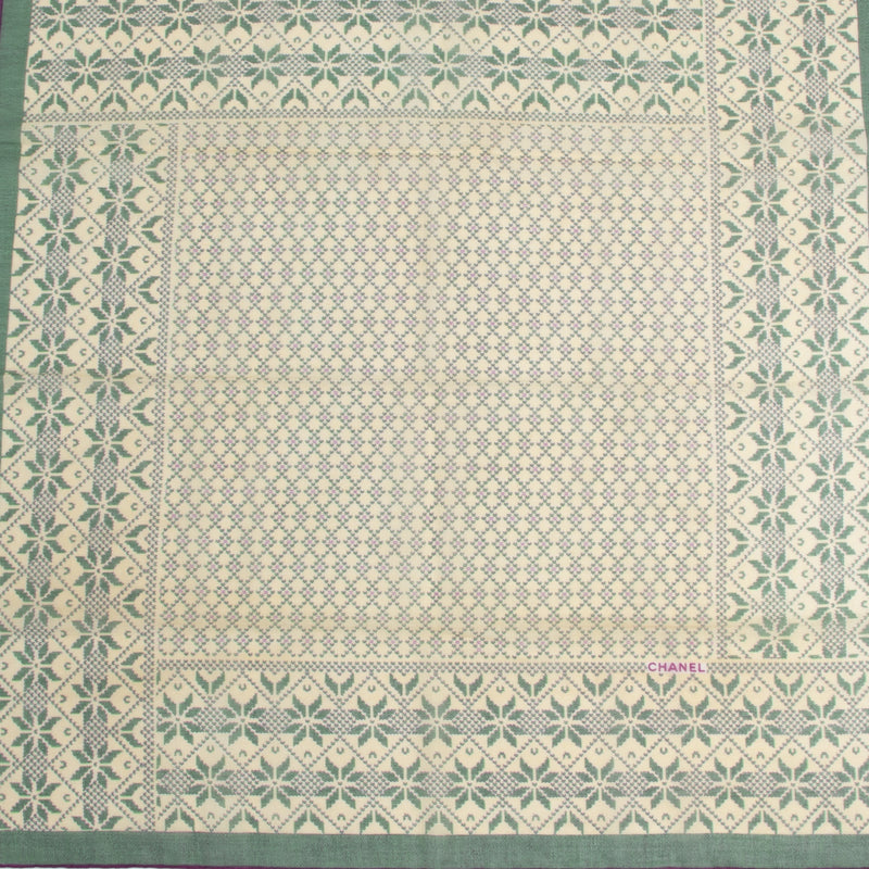 Authentic secondhand Chanel Green Cotton Scarf designer scarves accessories fashion luxury vintage webshop safe secure online shopping