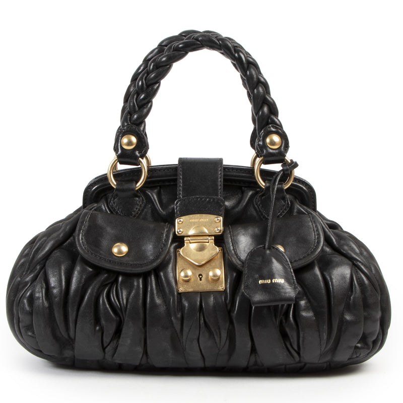 Miu Miu Black Pleated Shoulder Bag for the best price at Labellov