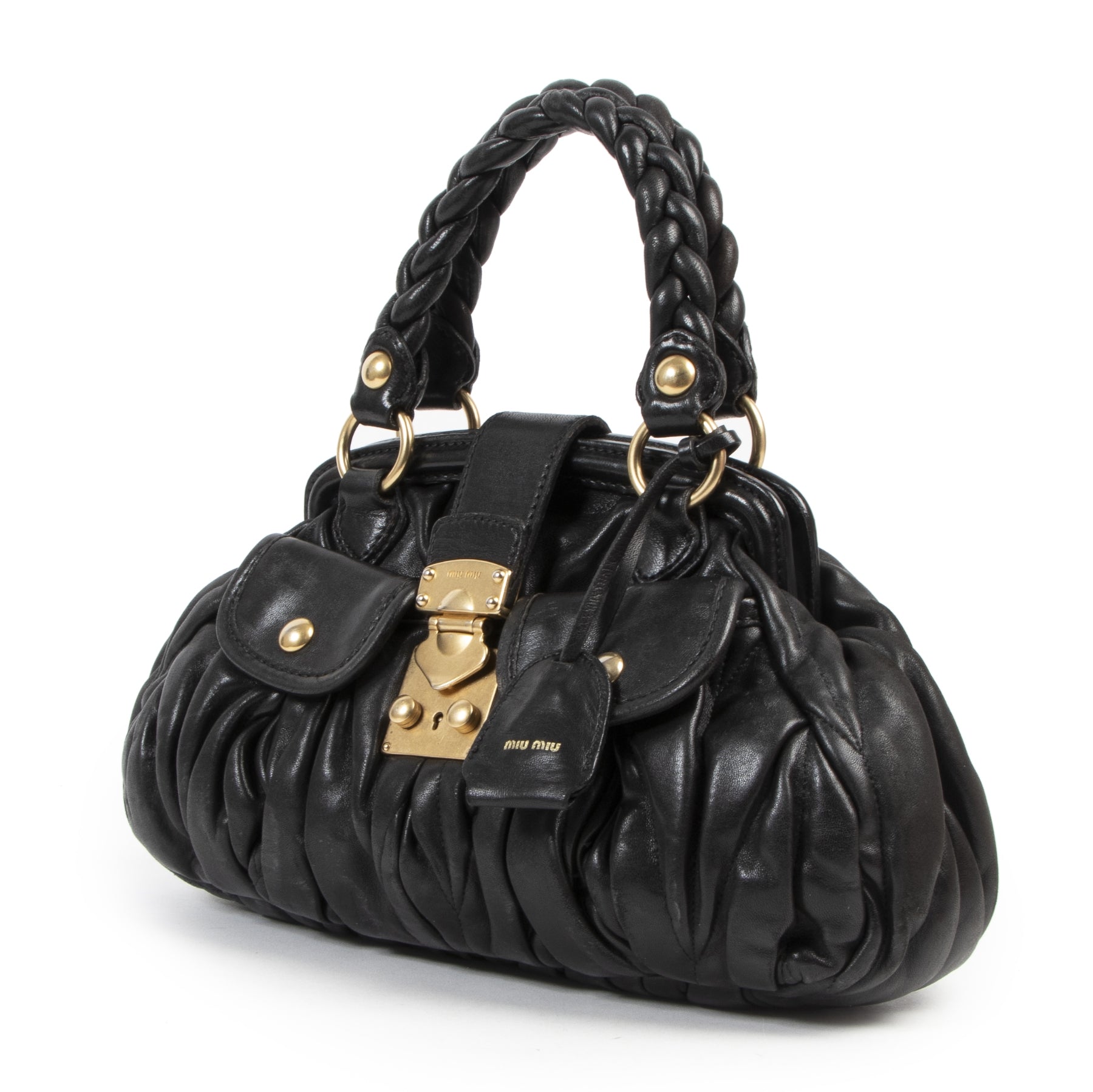 Miu Miu Black Pleated Shoulder Bag