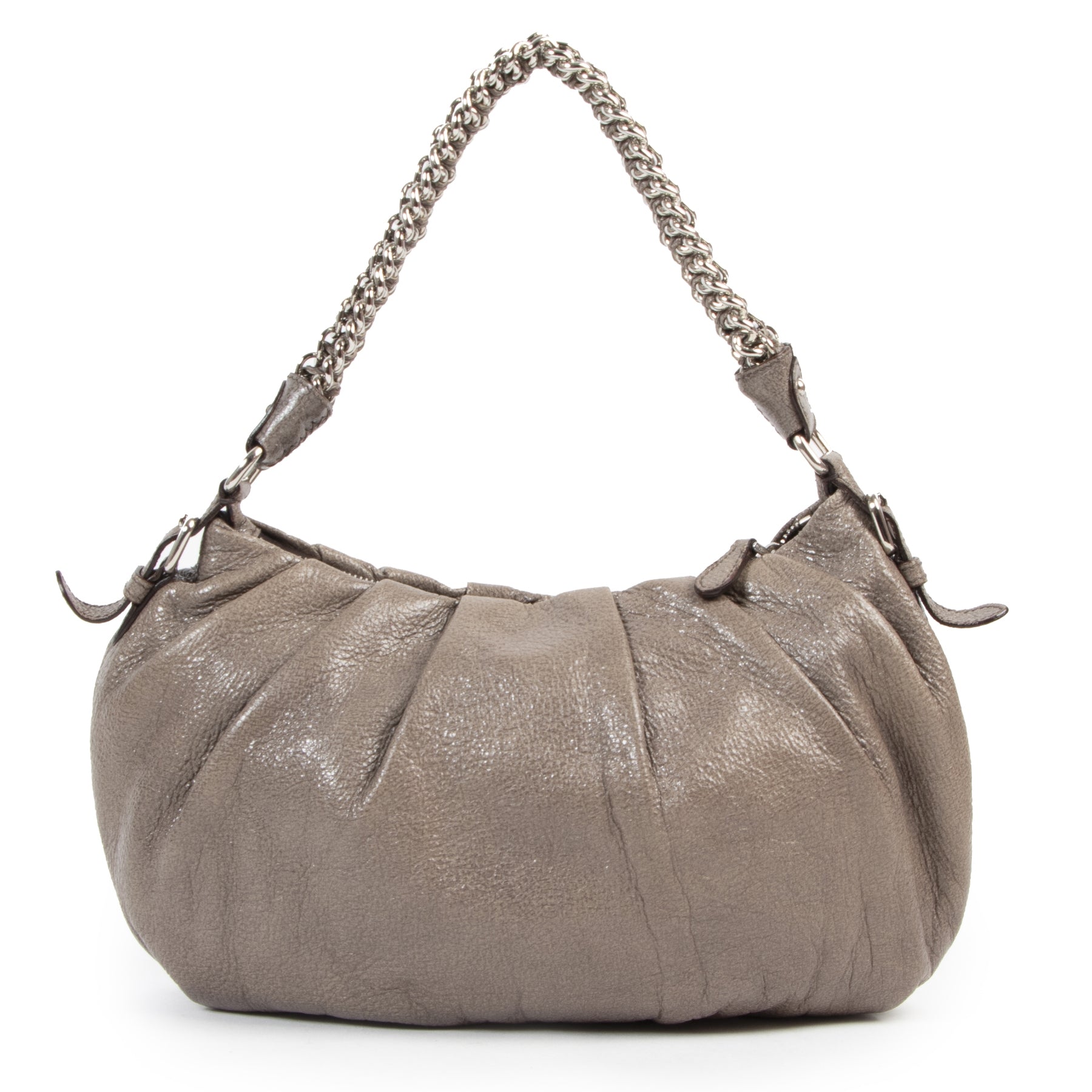 Prada Grey Shiny Chain Shoulder Bag te koop aan de beste prijs bij Labellov tweedehands luxe