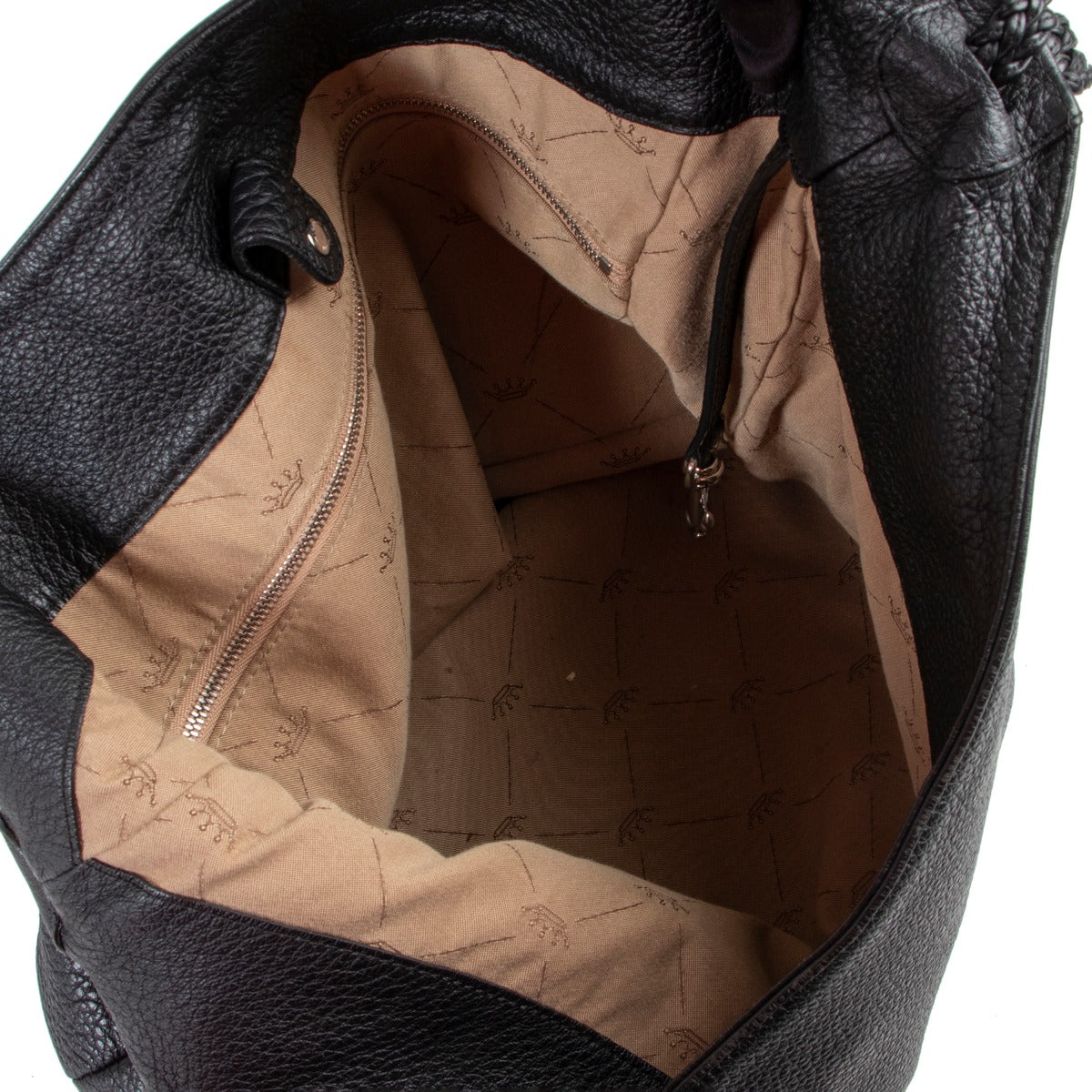 Original Black Leather shoulder one strap bag with monogram interior and key chain