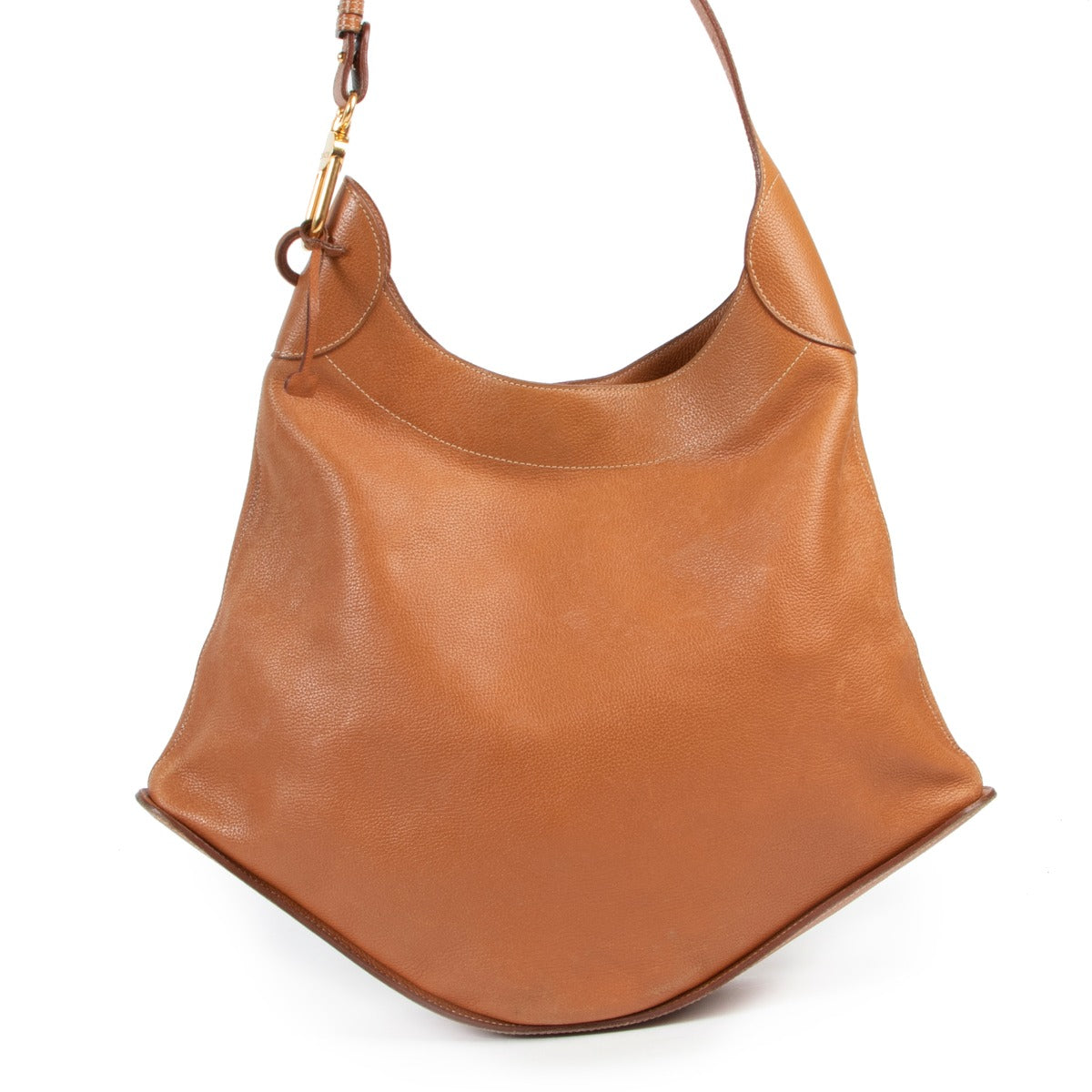 2nd hand Delvaux Cognac Calfskin Leather Shoulder Bag in real condition made with quality