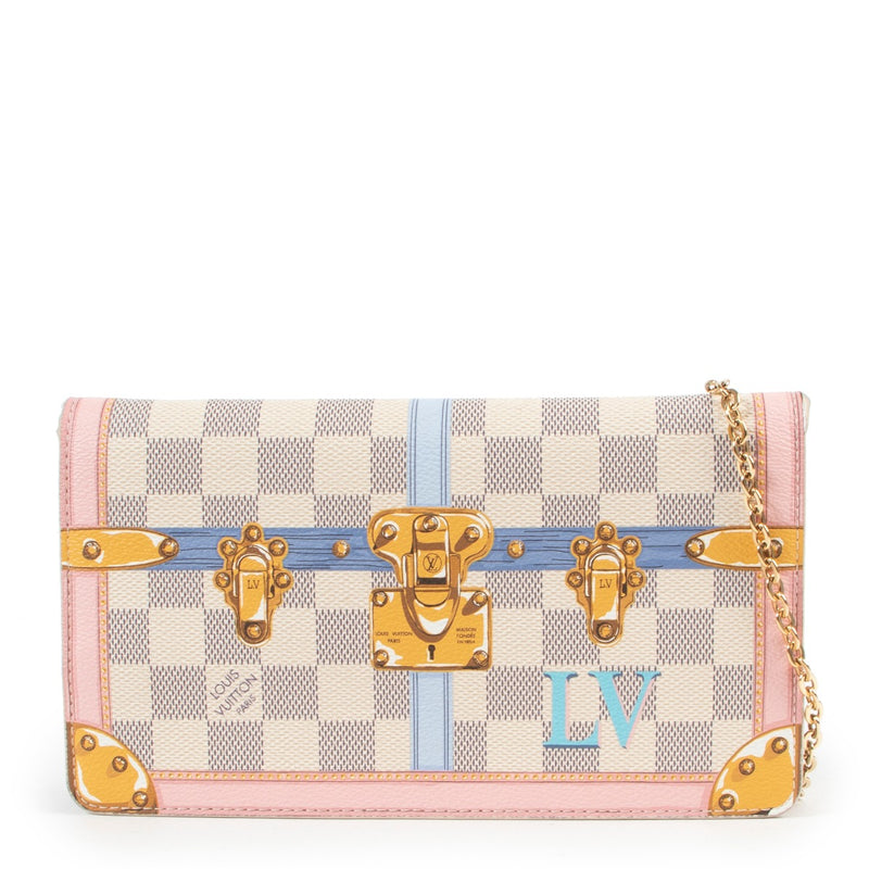 Louis Vuitton Damier Azur Summer Trunk Weekender Pochette on safe designer site