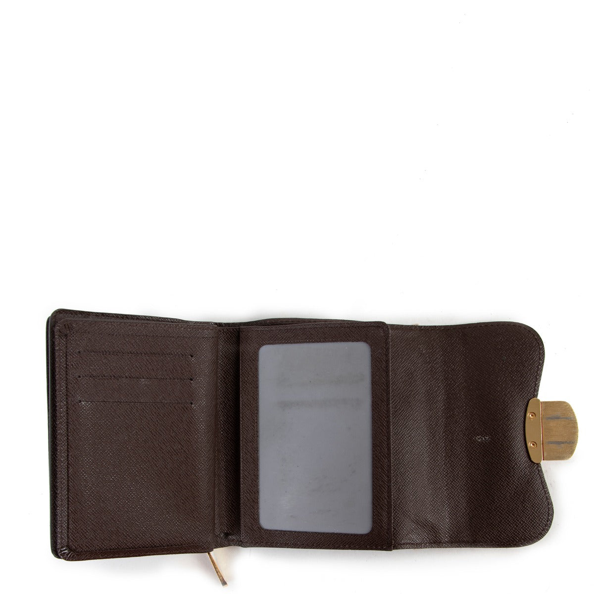 Louis Vuitton Brown Leather Damier Ebene Wallet with Monogram in very good condition