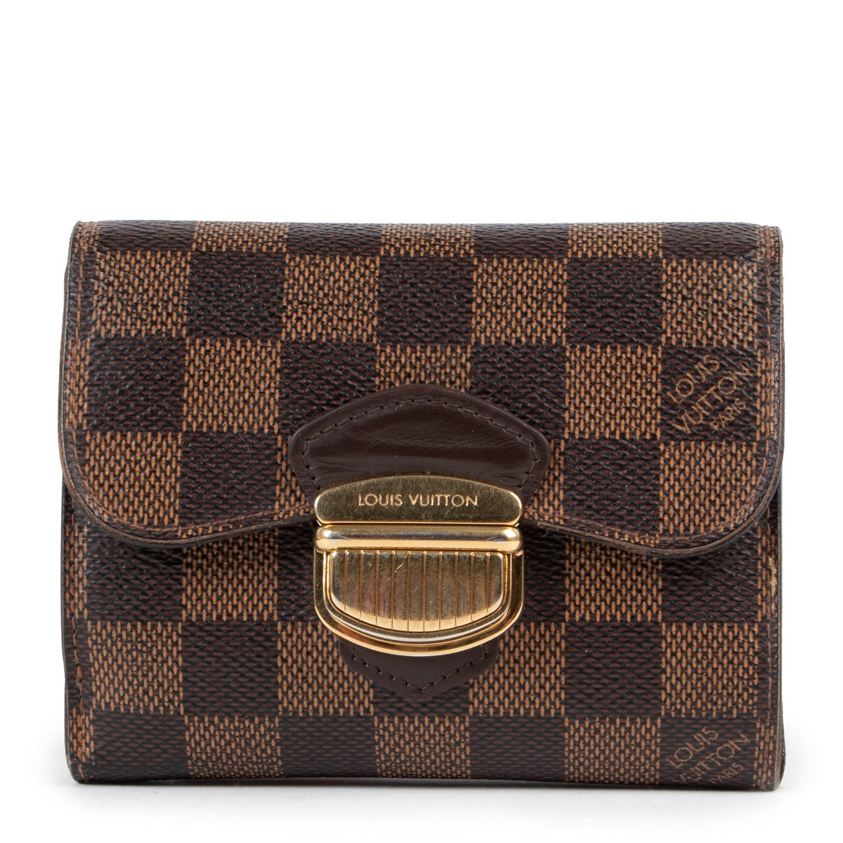 Louis Vuitton Brown Leather Damier Ebene Wallet in very good condition