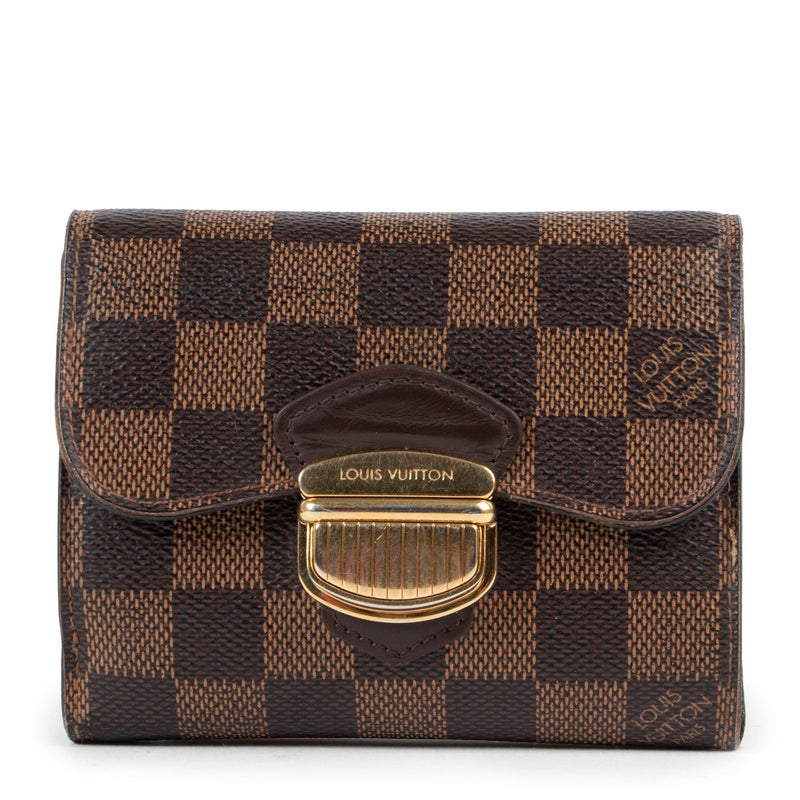 Louis Vuitton Brown Leather Damier Ebene Wallet in very good condition