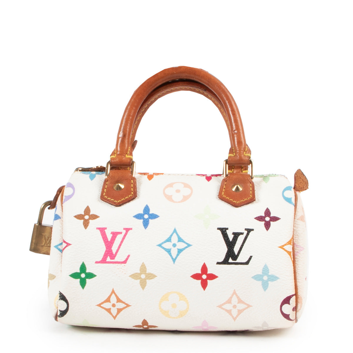 Louis Vuitton White Monogram Multicolor Speedy Nano/Mini HL