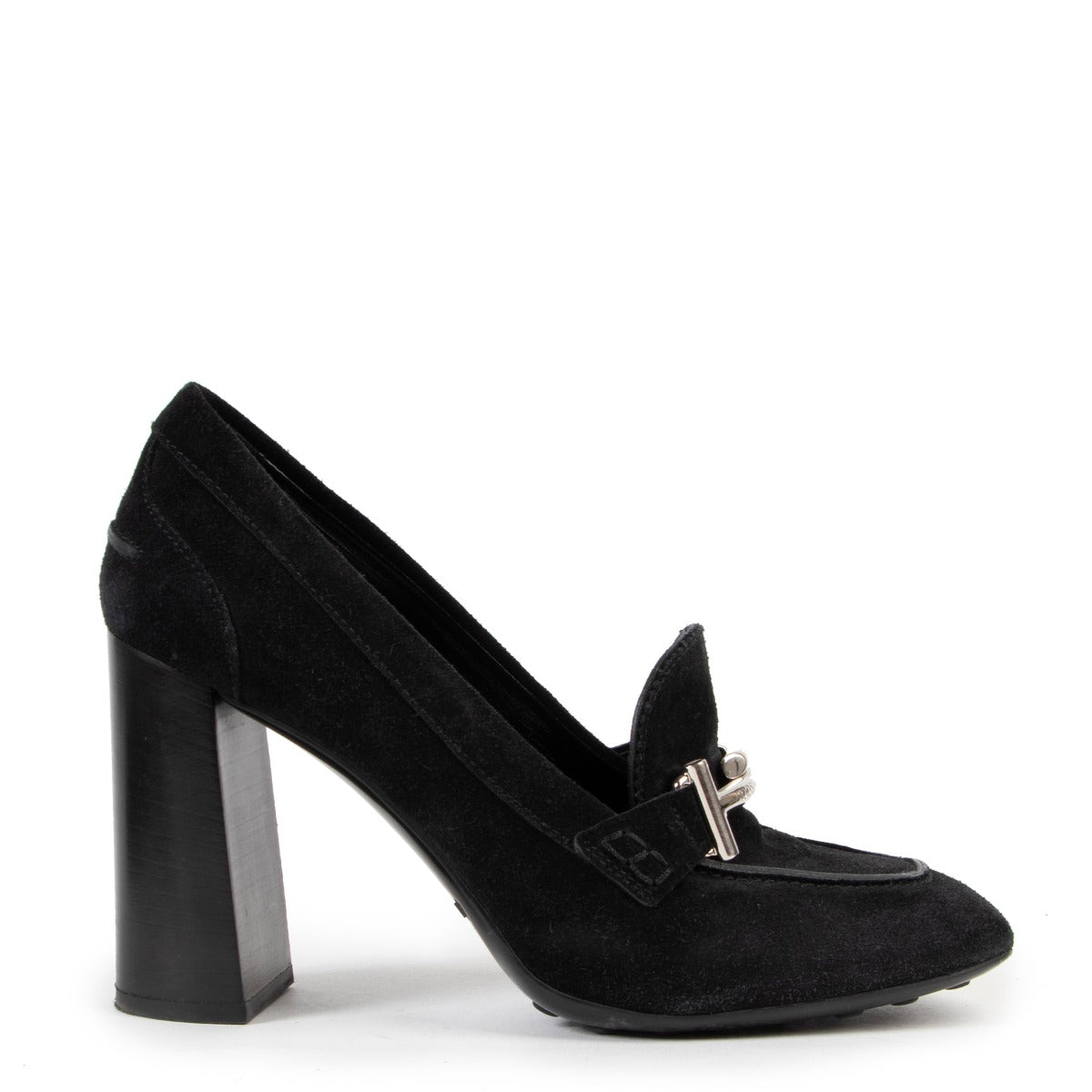 Double T Loafer Black Suede Tod Heels on Labellov vintage site in good quality